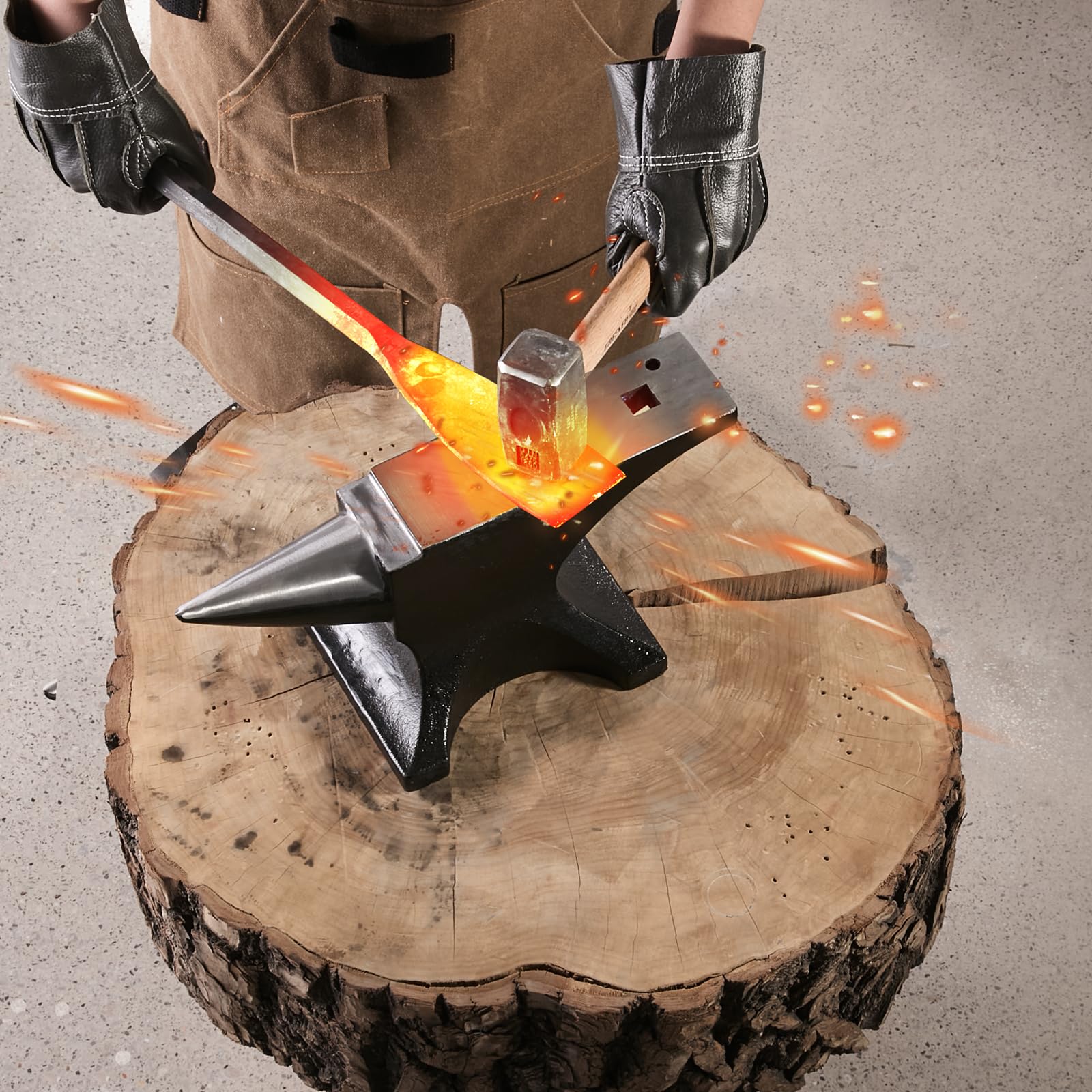 VEVOR Single Horn Anvil, 9 Lbs Cast Steel Anvil, High Hardness Rugged Round Horn Anvil Blacksmith, Compact Design and Stable Base, Forge Tools and Equipment, Metalsmith Tool for Bending and Shaping