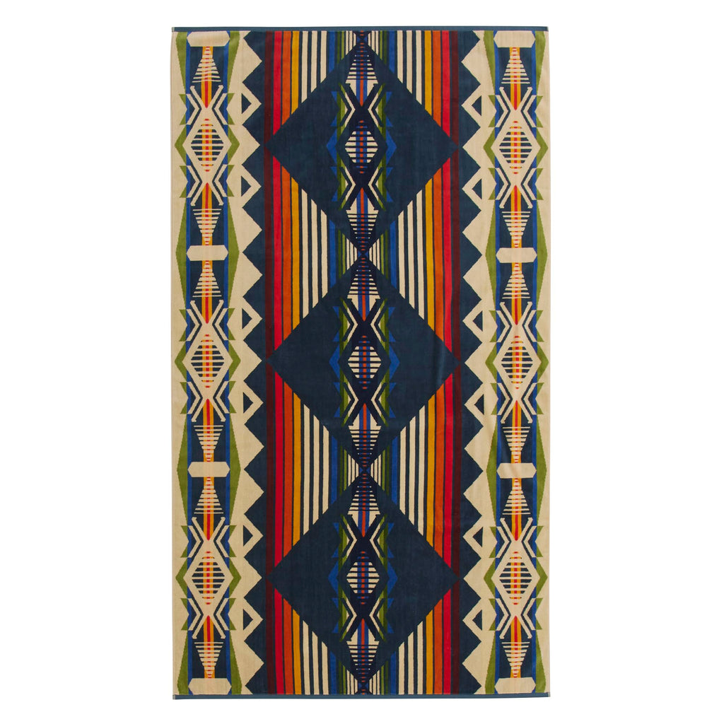 Pendleton Oversized Jacquard Spa Towels, 40 x 70 inches Bath Towels, 100% Cotton, Soft and Quick Dry for the Beach, Hot Tub, Pool - Highland Peak Aqua