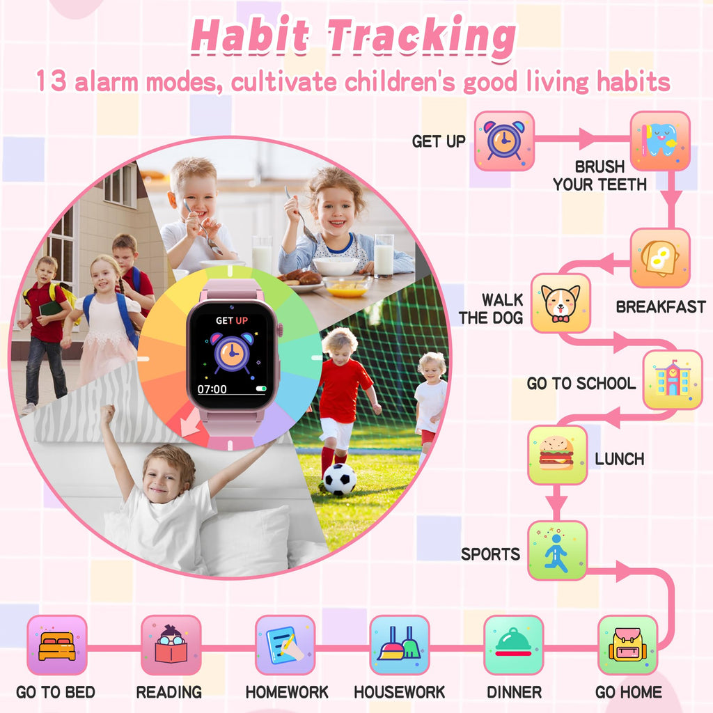 Kids Smart Watch Boys, Kids Game Smart Watch with 32 Games HD Touch Screen Video Camera Music Player Audiobooks Pedometer Flashlight Alarm Clock 12/24 hr, Toys Gift for 3-12 Years Old Boys Girls