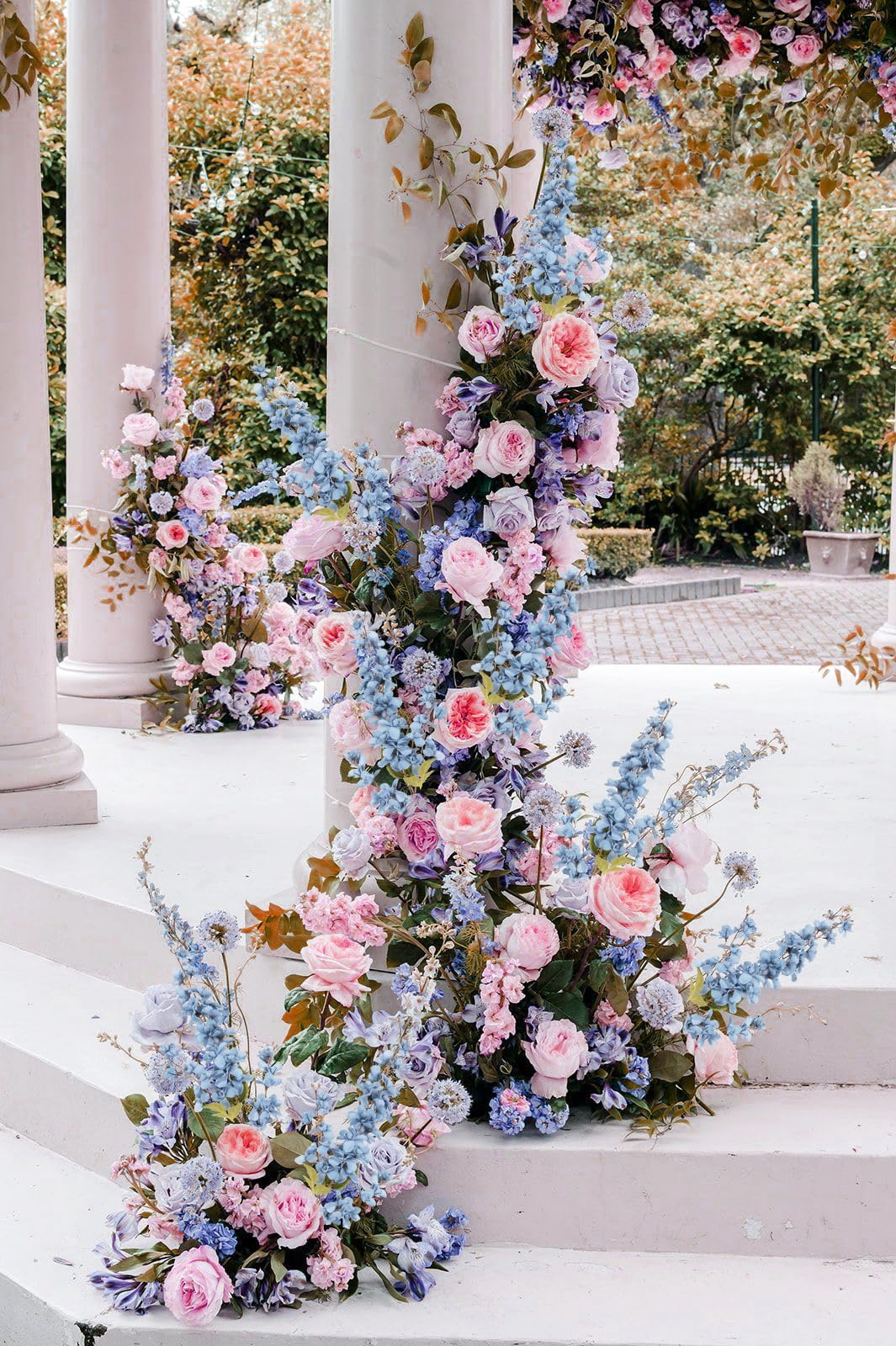 6PCS Blue Delphinium Artificial Flower Lifelike Silk Larkspur Flowers Plant 35.43" Long Stem Blossoms Fake Flowers for Tall Vase Floral Arrangements Home Table Wedding Decor(Blue)