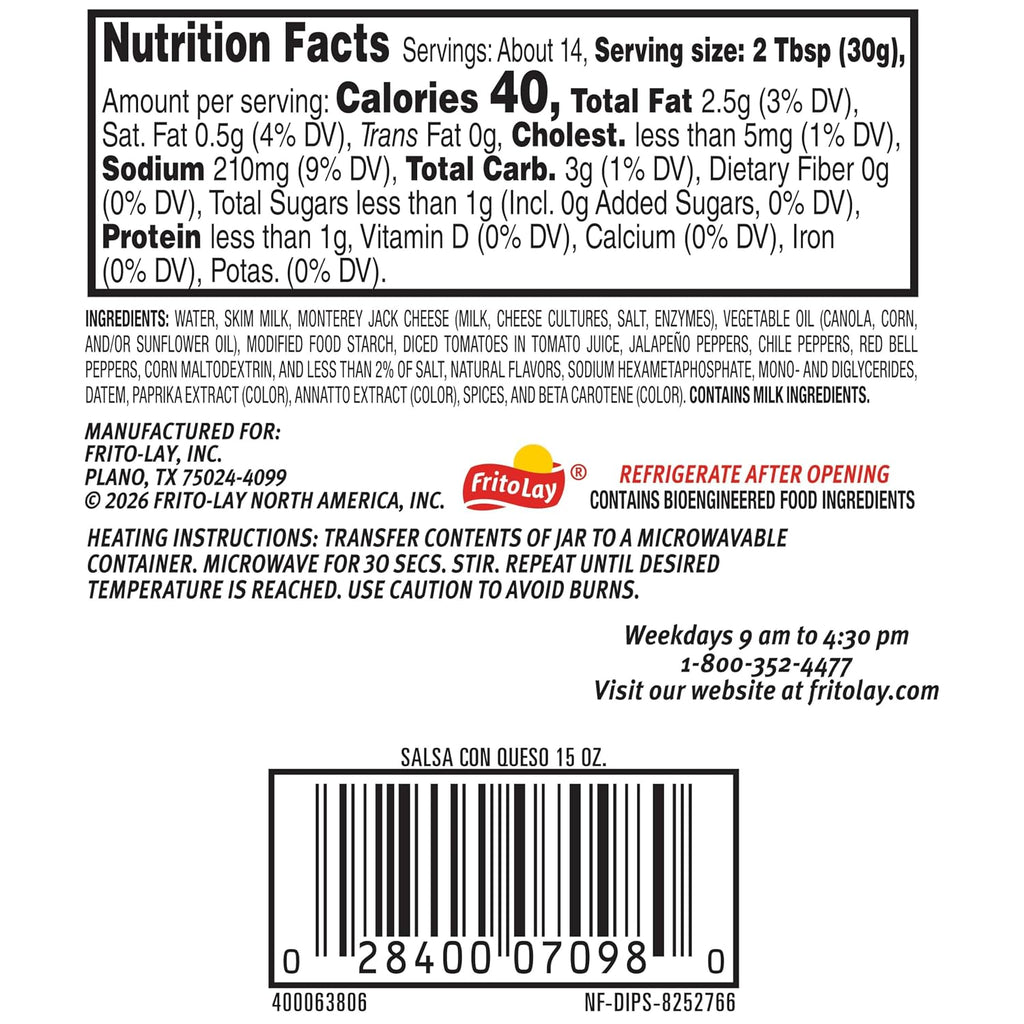 Tostitos Dip, Salsa Con Queso, Medium, 15oz
