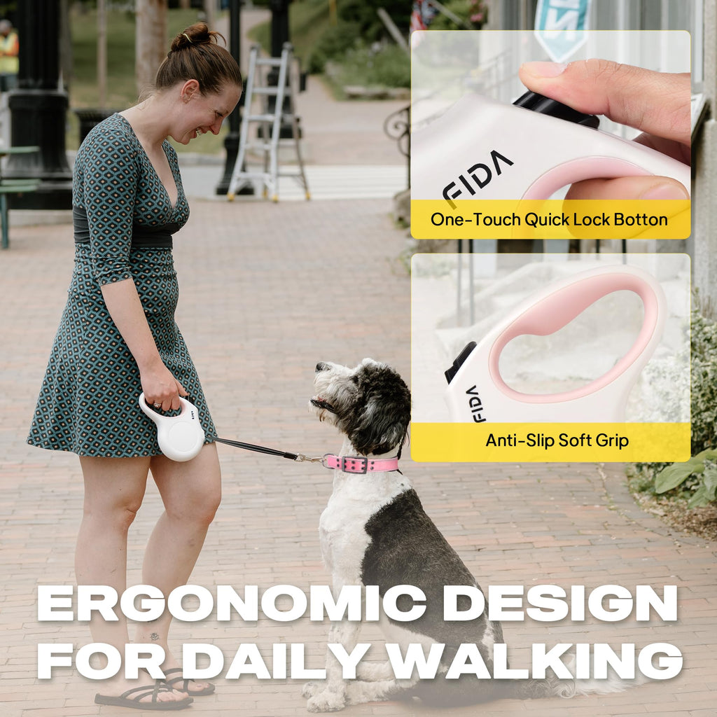 Fida Retractable Dog Leash X-Small Breed, 10 ft Durable Pet Walking Leash for Extra Small Dogs/Cats/Small Animals up to 18 lbs, 360° Tangle Free, Black