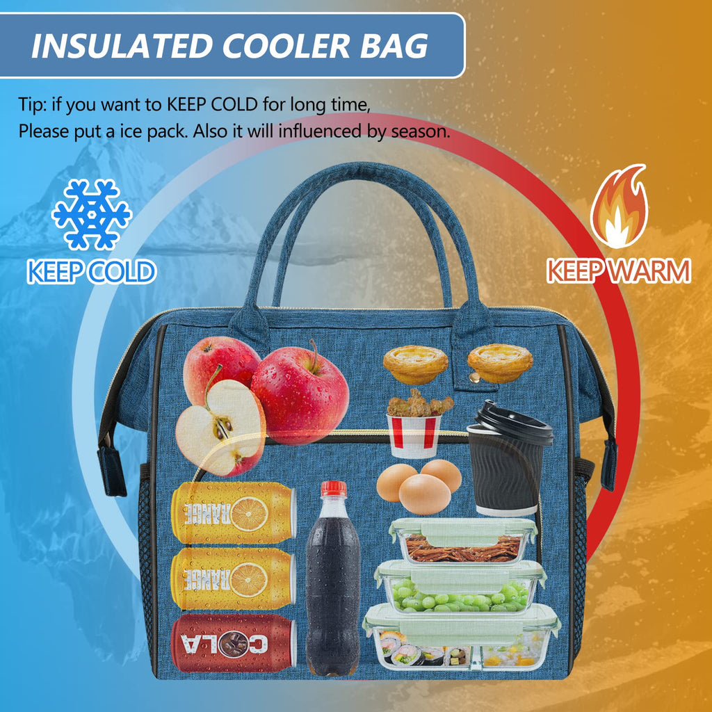 IDEATECH Insulated Lunch Box for Women & Men, Stylish Ladies Lunch Bag for Work, Leak Proof Portable Cooler Bag for Picnic, Black Lunch Tote Bags with Adjustable Shoulder Strap, Gifts for Mom (Black)