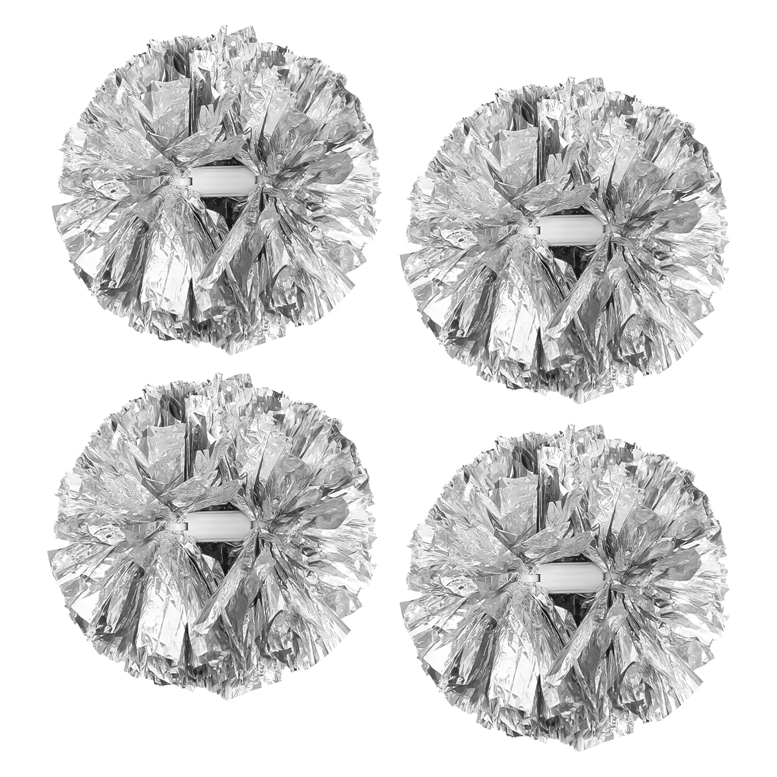 4Pcs Metallic Cheerleading Pom Poms, Creatiee 2 Pair Cheerleader Cheering Squad Pompoms for School Sports Dance Games Team Spirit Cheer