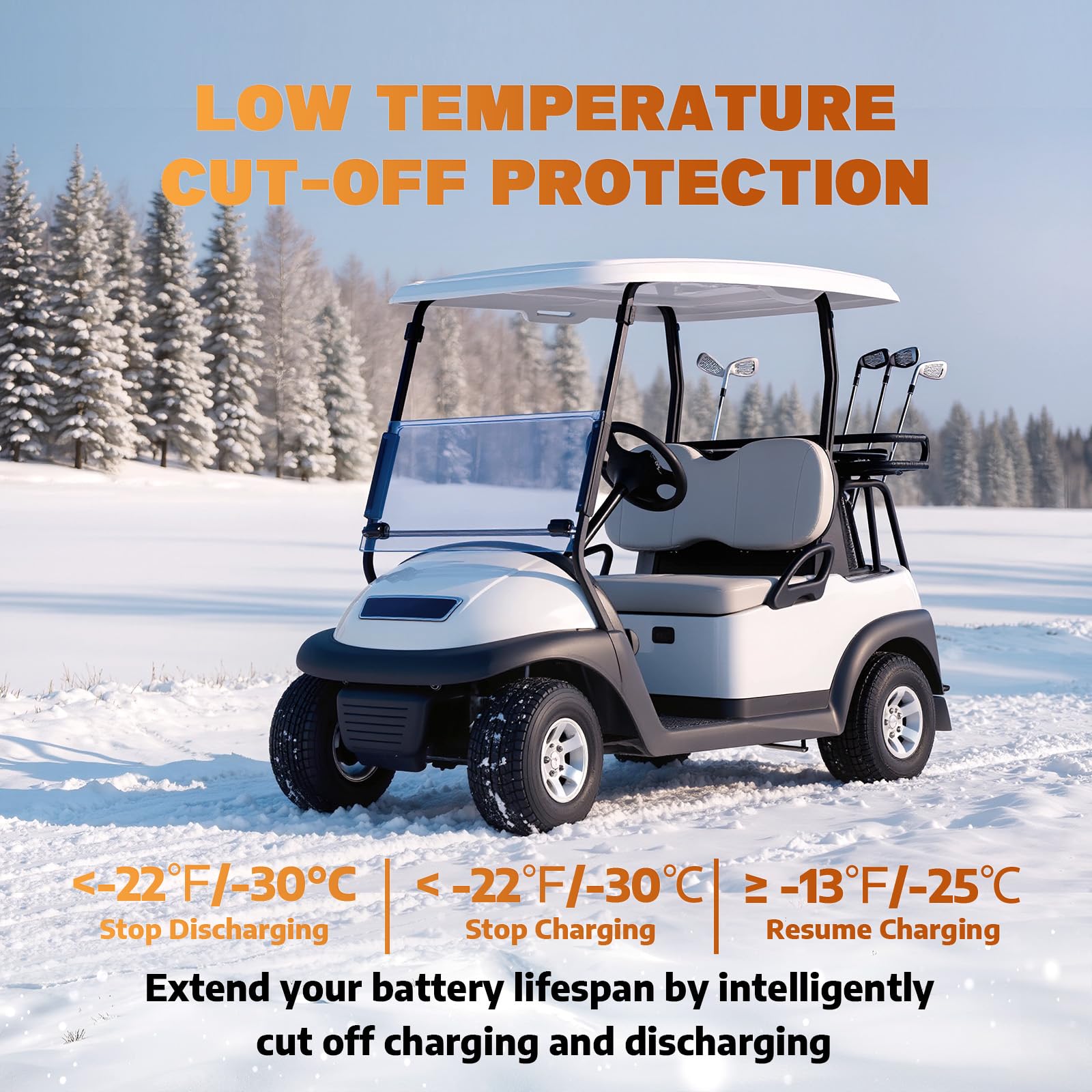 36V 100Ah Golf Cart LiFePO4 Battery with APP&Chager&Monitor,7.6KW Continuous Power Lithium Battery with 200A BMS, Up to 10000+ Rechargeable Cycles, Perfect for golf cart
