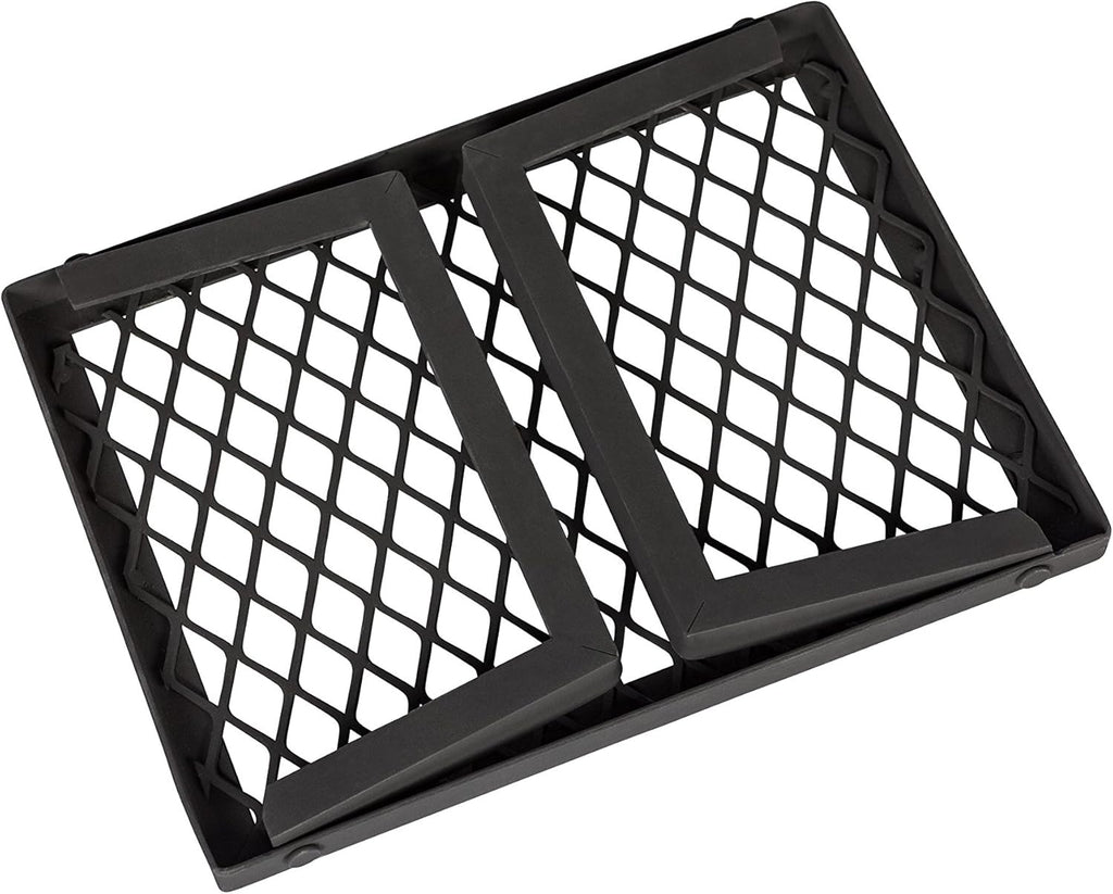 Amazon Basics Heavy-Duty Portable Camping Grill Grate for Outdoor Open Flame Cooking, Foldable, Sturdy, 15.9" x 12.2", Black
