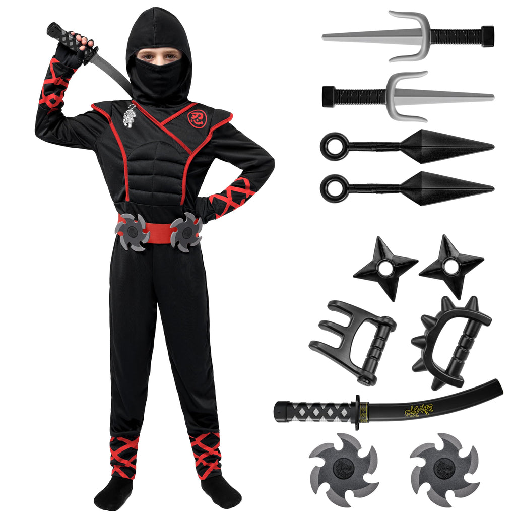 Spooktacular Creations Halloween Ninja Costume, Ninja Outfit Set for Kids, Halloween Costumes for Boys Dress Up Party