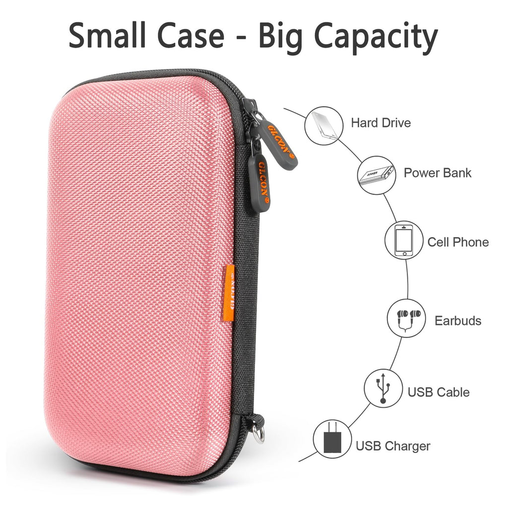 External Hard Drive Case - GLCON Shockproof EVA Carrying Case for WD My Passport Element Seagate Expansion Backup Toshiba 1TB 2TB 4TB - High Protection Portable Travel Electronic Power Bank Bag