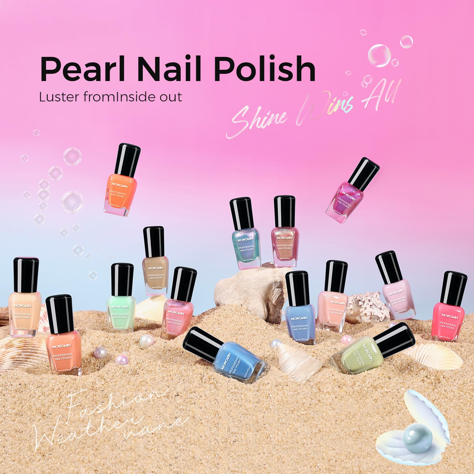 Morovan 15 Bright Color 0.27oz Air Quick Dry Long Lasting Nail Polish Gift Set for Women