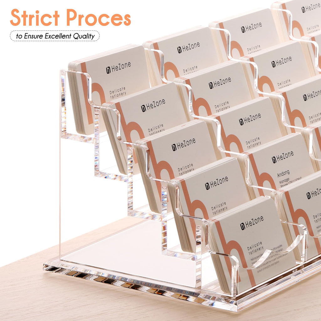HeZone Business Card Holder for Desk Display, Clear Acrylic Cards Organizer Stand for Men and Women, Business Cards Case Rack 1 Pack, Holds 50 Cards-1 Slot