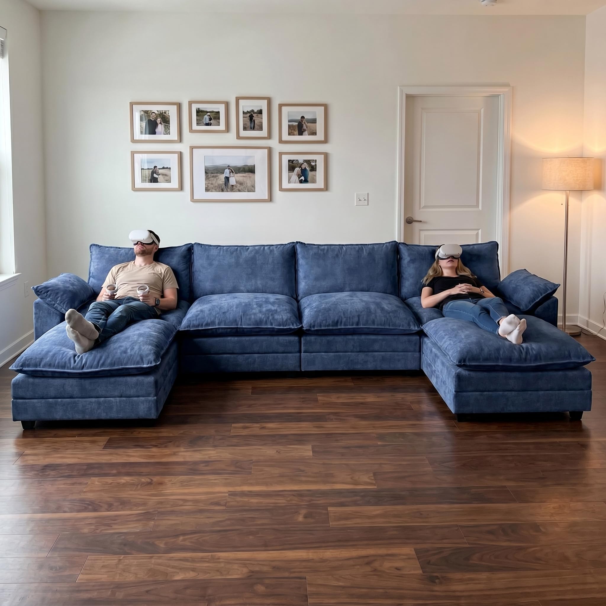 Homall 80" Modular Sectional Sofa, Loveseat Sofa Couch with Double-Layer Cushion, DIY Combination Chenille Deep 2-Seat Cloud Couch for Living Room, Apartment (Bright Grey, Loveseat Sofa)