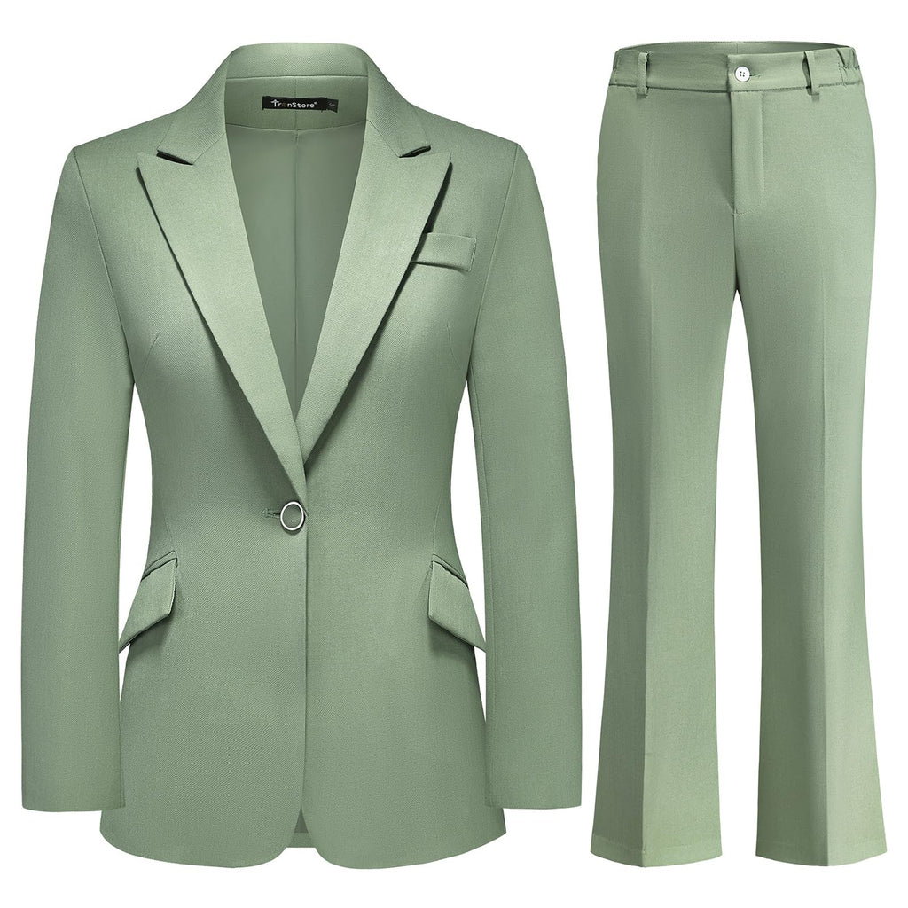 Women's Suit 2 Piece Set Pinstripe Blazer and Bootcut Dressy Pants Set for Work Office Business Outfits