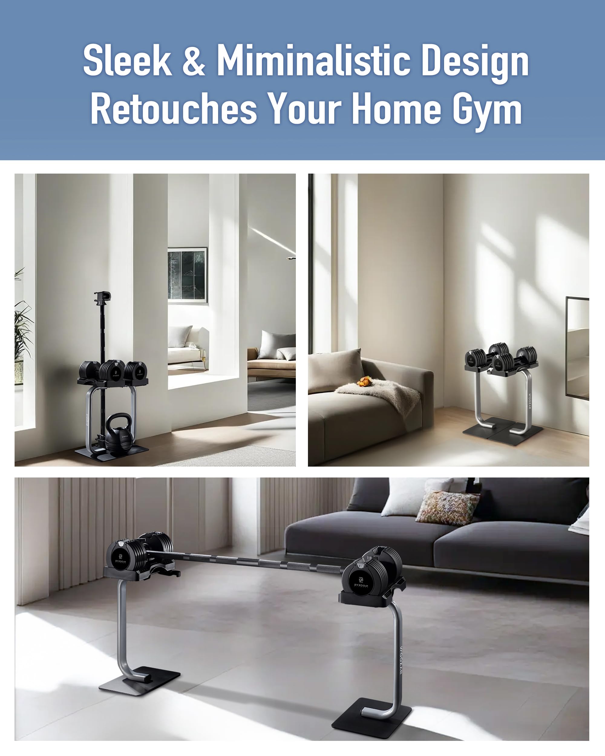 BYZOOM FITNESS Pure Series Adjustable Dumbbell - 12.5/25/27.5/50/55/75lb - ONE UNIT OR PAIR(check QTY before purchase) - 5-in-1/ 10-in-1 / 15-in-1 / 21-in-1 Flexible Hand Weights for Home Apartment Garage Gym, Strength Training & Fitness Workouts, White O