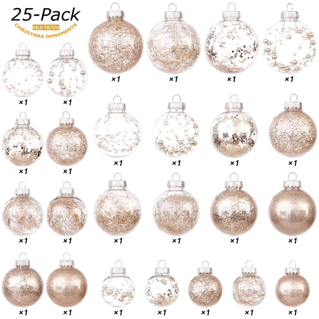 Sea Team Shatterproof Clear Plastic Christmas Ball Ornaments Decorative Xmas Balls Baubles Set with Stuffed Delicate Decorations (80mm/3.15 inch 20-Pack, Babyblue)