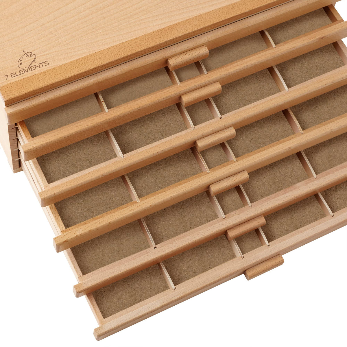 7 Elements 3 Drawer Wooden Artist Storage Supply Box for Pastels, Pencils, Pens, Markers, Brushes and Tools