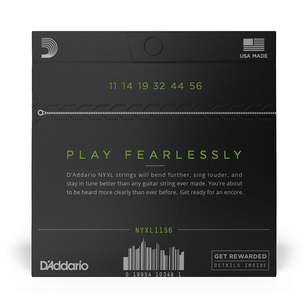 D'Addario Electric Guitar Strings, NYXL Nickel Plated, NYXL1149, Medium Gauge 11-49, 6-String Set, Pack of 1