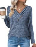 Zeagoo Women's Casual Tunic Tops Long Sleeve Shirts for Leggings V Neck Button Fall Pullover Blouse Loose Sweatshirts
