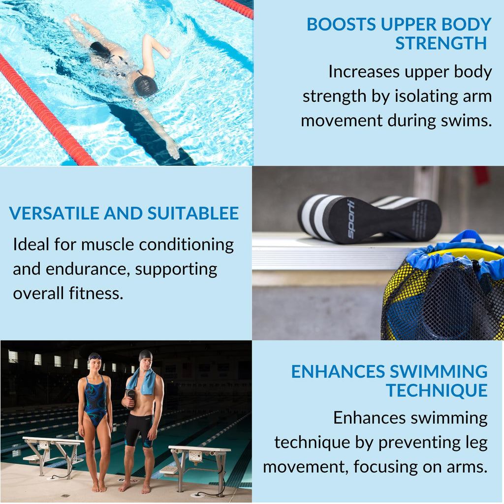 𝗦𝗽𝗼𝗿𝘁𝗶 Power Swim Paddles for Lap Swimming - Adjustable Straps - Lap Swimming Gears - Hand Paddles for Adults & Kids