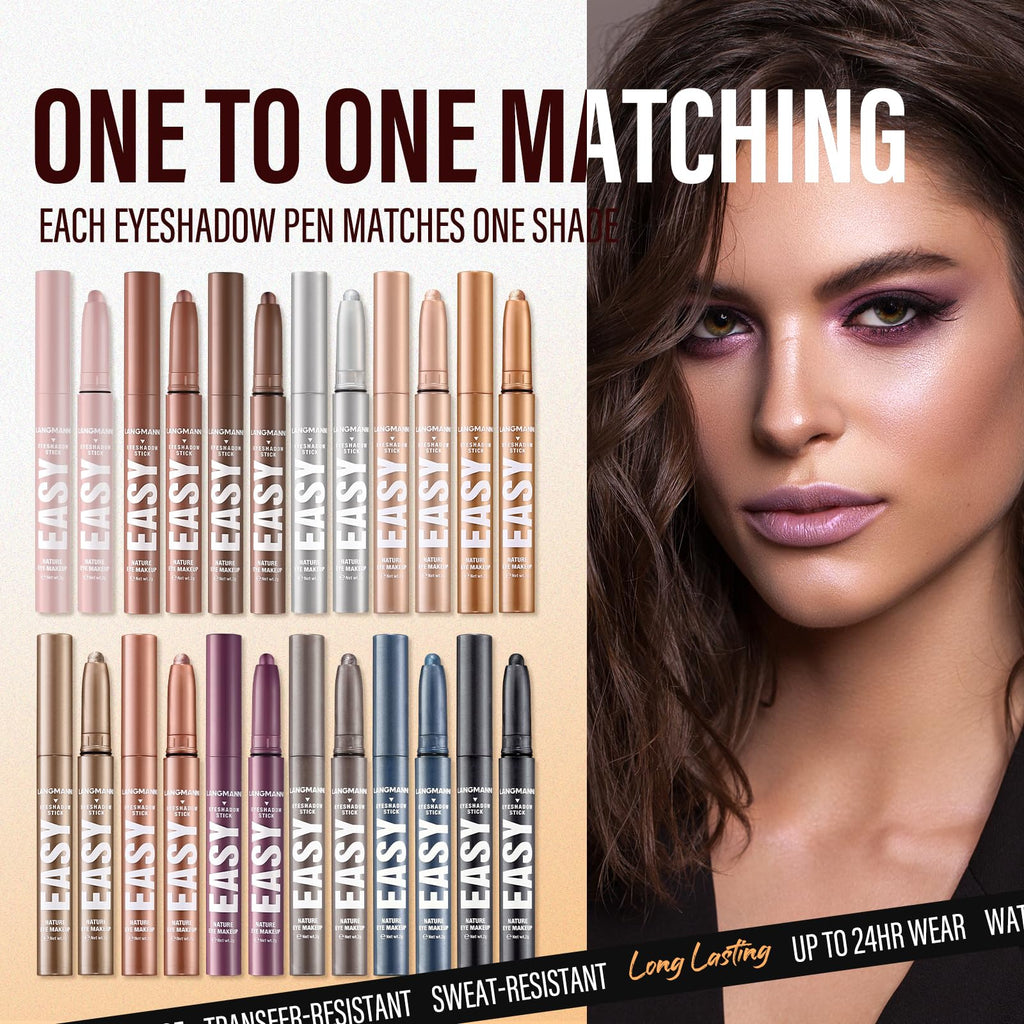 Eyeshadow Stick Set, 2 Colors Matte Professional Bright-Colored Contouring and Highlight Eyeshadow Stick, Cream Waterproof Long Lasting High Pigmented Eye Shadow