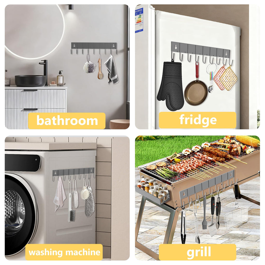 SMRCAD Magnetic Spice Rack Organizer for Fridge Seasoning Organizer for Kitchen storage with Screw Magnetic Shelf with Hook for Refrigerator and Oven (4pack1hook-Bronze)