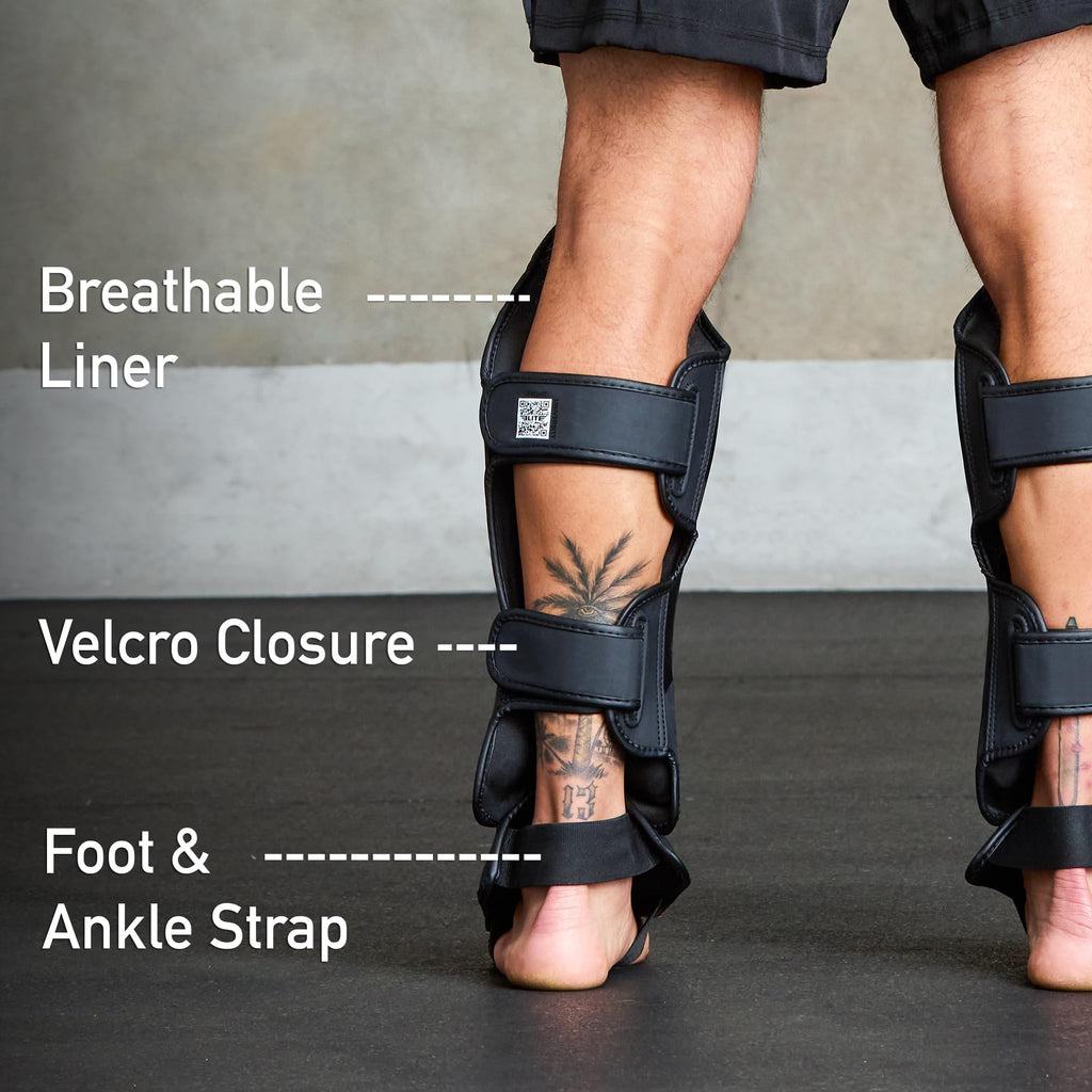 Elite Sports Muay Thai Shin Guards Kickboxing MMA Muay Thai Leg Instep Protective Pads, Martial Art Kicking Sparring Training Gear for BJJ Karate Boxing Taekwondo