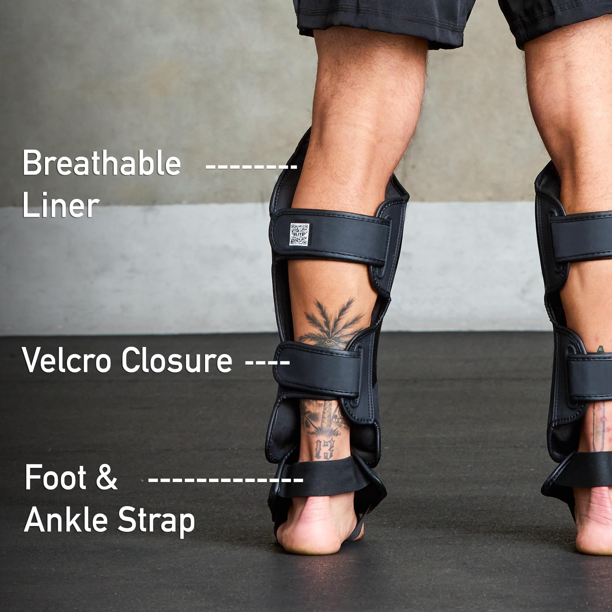 Elite Sports Muay Thai Shin Guards Kickboxing MMA Muay Thai Leg Instep Protective Pads, Martial Art Kicking Sparring Training Gear for BJJ Karate Boxing Taekwondo