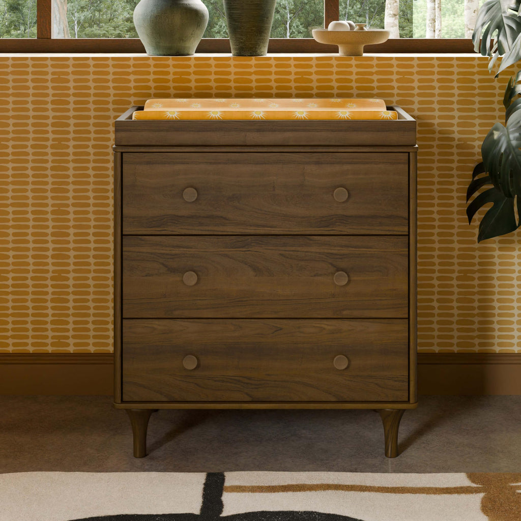 Babyletto Lolly 3-Drawer Changer Dresser with Removable Changing Tray in Natural Walnut, Greenguard Gold Certified