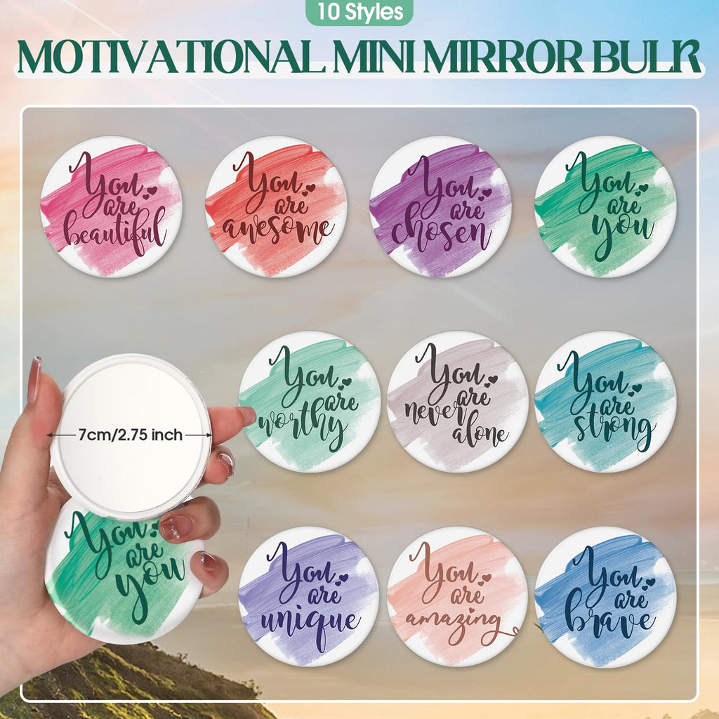 Vercraft 20 Pcs Employee Appreciation Gift for Women Inspirational Canvas Makeup Bag Portable Compact Mirror Bulk Cosmetic Bag Thank You Party Favor for Women Coworker Nurse (Bohemian,Boho)