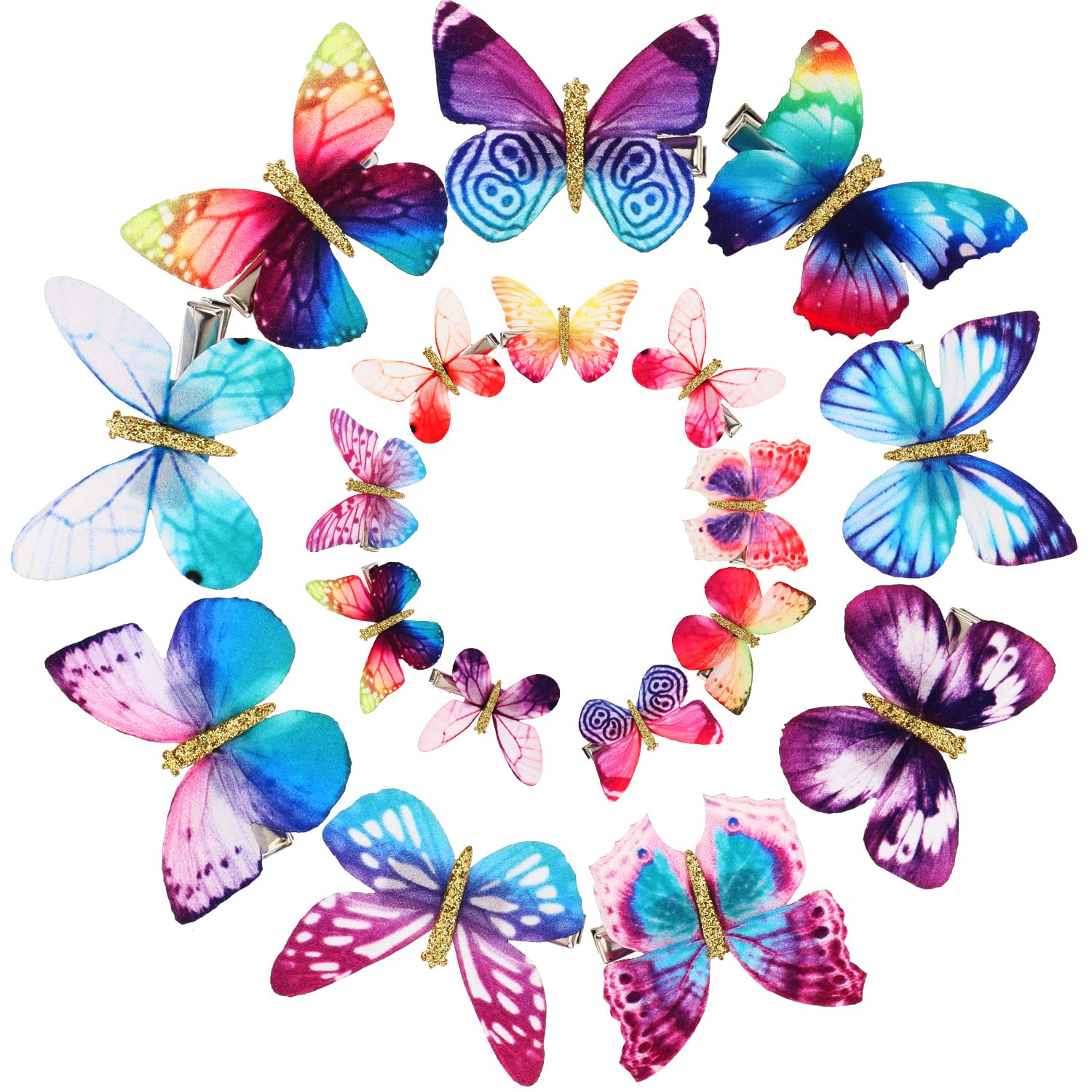 Boao 18 Pieces Glitter Butterfly Hair Clips for Girls Teens Women Hair Accessories (Bright Style)