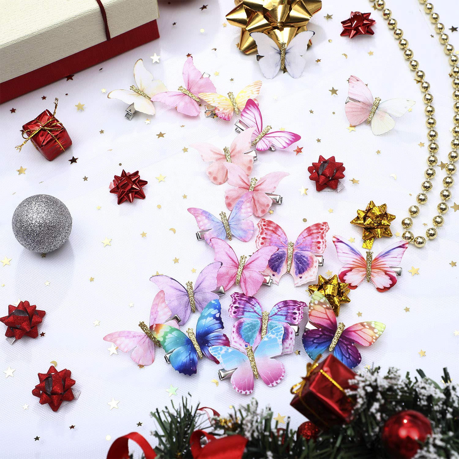Boao 18 Pieces Glitter Butterfly Hair Clips for Girls Teens Women Hair Accessories (Bright Style)