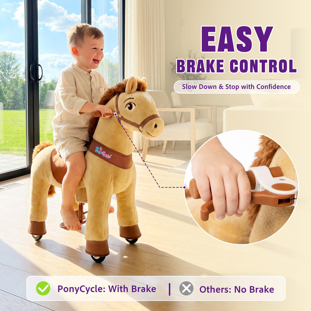 PonyCycle Ride on Toys Riding Black Horse Toys No Battery Required (with Brake/ 30" Height/Size 3) Pony Rider Walking Animals Rocking Horse Ride on Horse for Kids Riding Toys E338