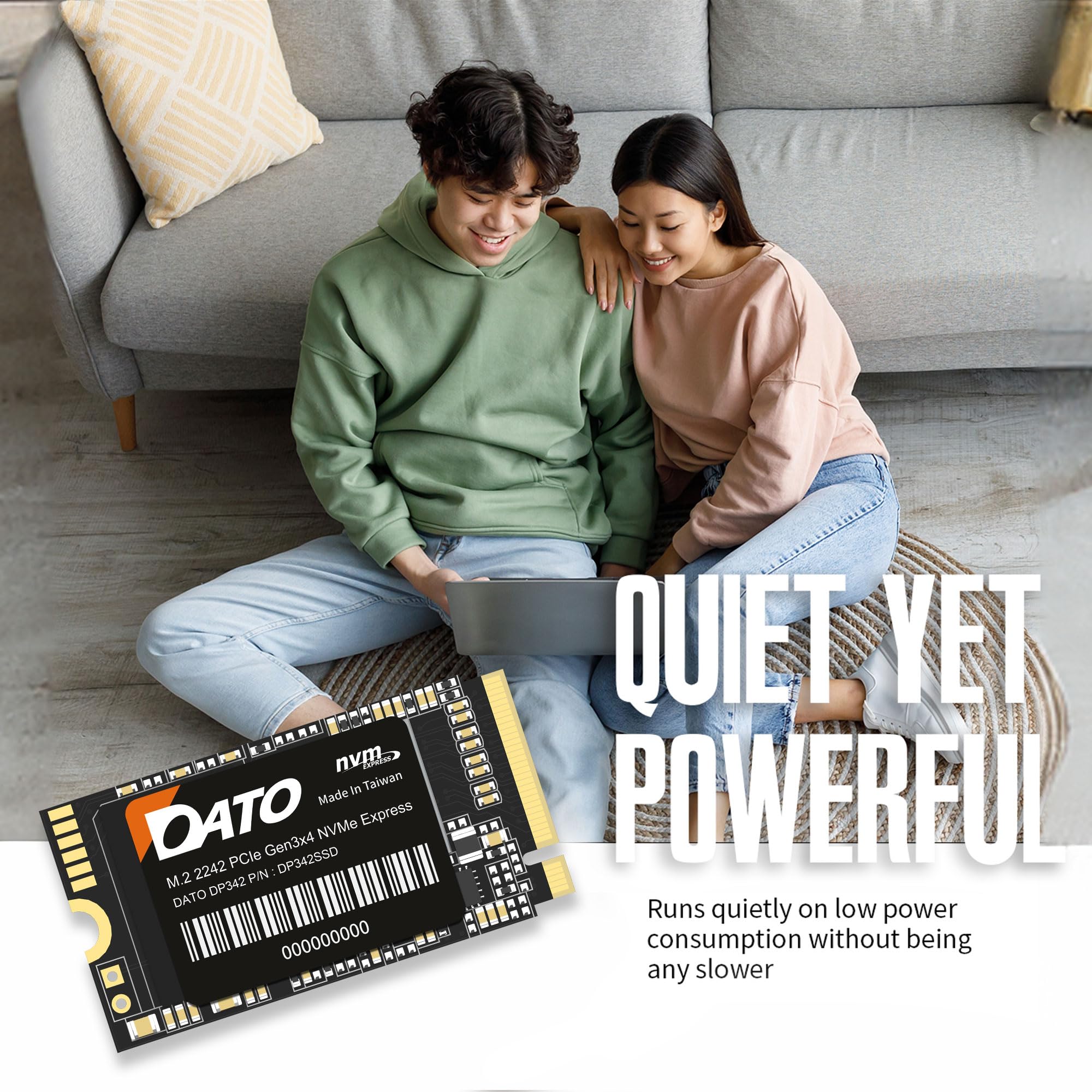DATO M.2 2230 SSD PCIe 512GB Gen 3x4 NVMe with Aluminium heatsink, Internal Solid State Drive M Key for Business Students Gamers Creator, up to 2500/1700 MB/s - ARS330