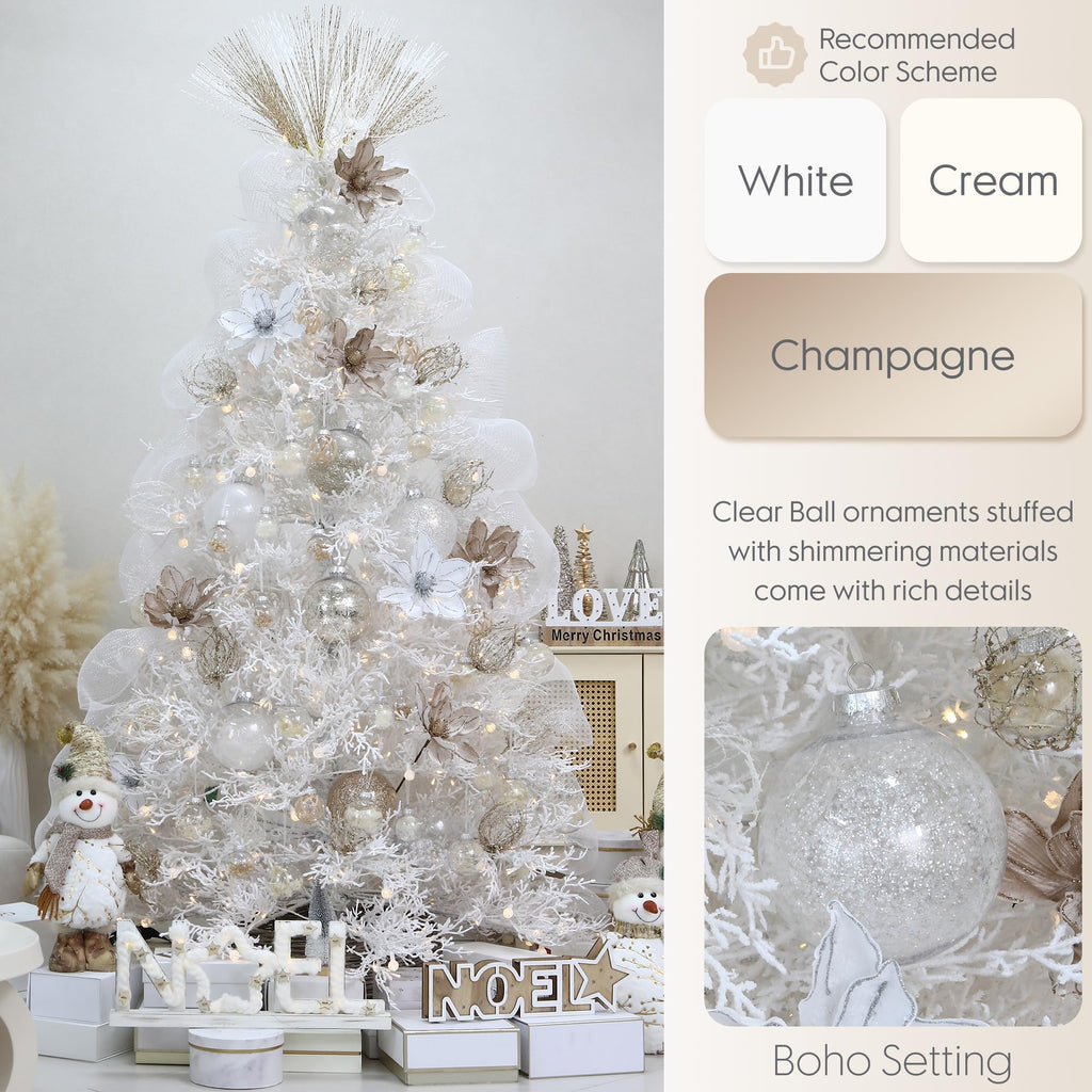 Sea Team Shatterproof Clear Plastic Christmas Ball Ornaments Decorative Xmas Balls Baubles Set with Stuffed Delicate Decorations (80mm/3.15 inch 20-Pack, Babyblue)