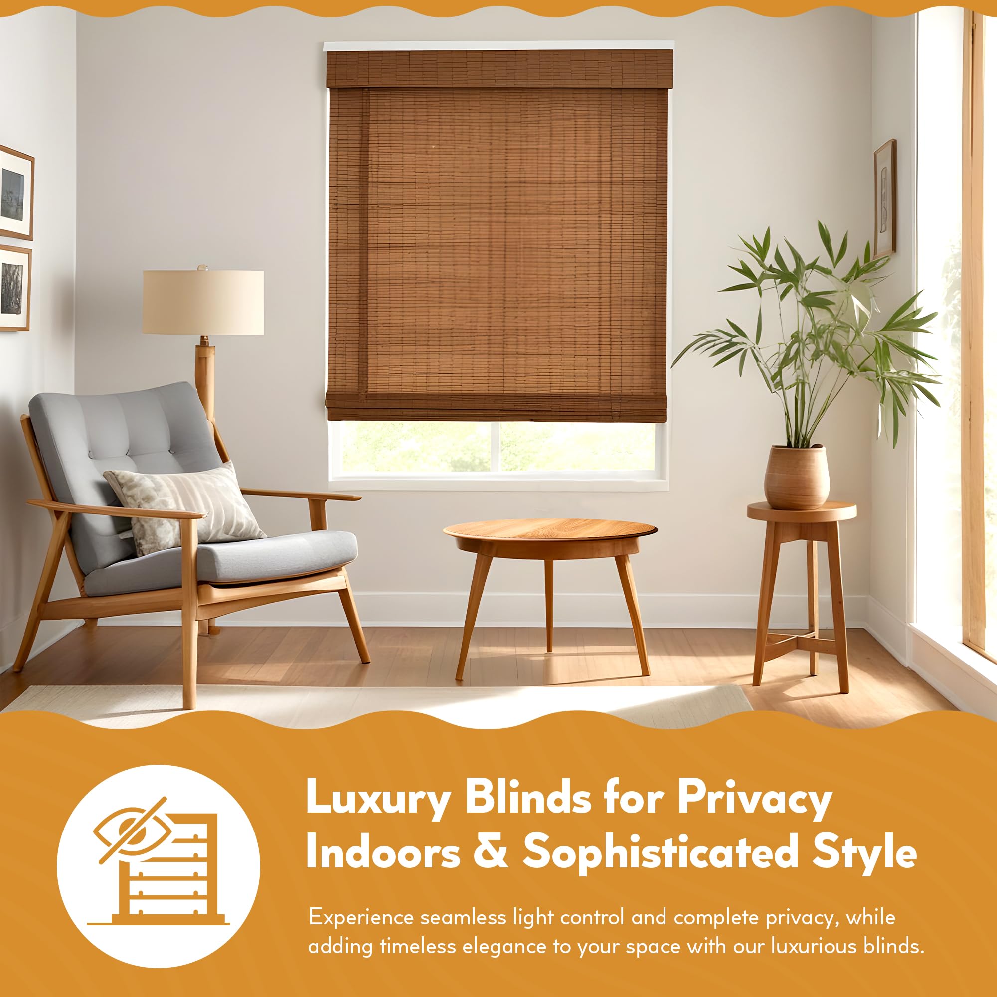 Radiance Cordless Bamboo Roman Shades for Windows - Flatstick Bamboo Blinds for Semi-Private Light Control - Easy to Lift & Fold Up Window Shades - Cocoa - 23 in. W x 64 in. L - (2216300E)