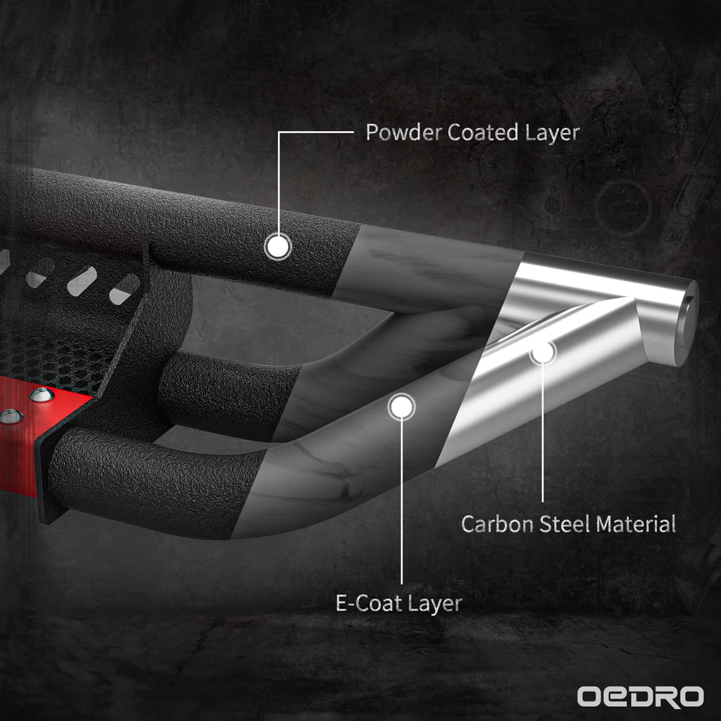 OEDRO Running Boards: Compatible with Chevy Colorado/GMC Canyon 2015-2026 Crew Cab, Side Steps Two-Stairs Bed Access Nerf Bar Rails
