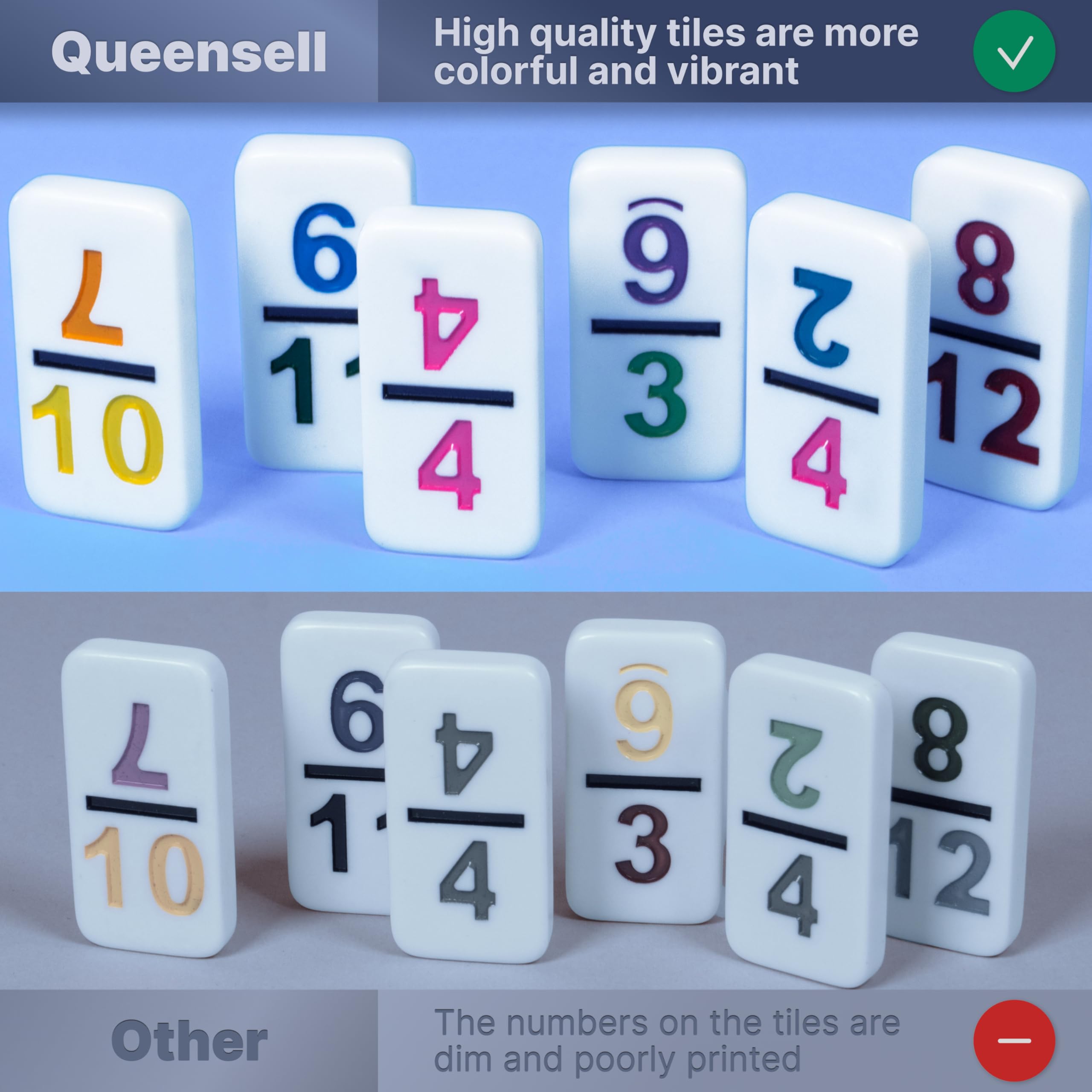 Queensell Mexican Train Dominoes Set Double 15 for Adults and Family, Mexican Train Double 15 Dominoes Set Colored Dot - 136 Tiles, 9 Trains, Wooden Hub, Aluminum Case (Double 15)
