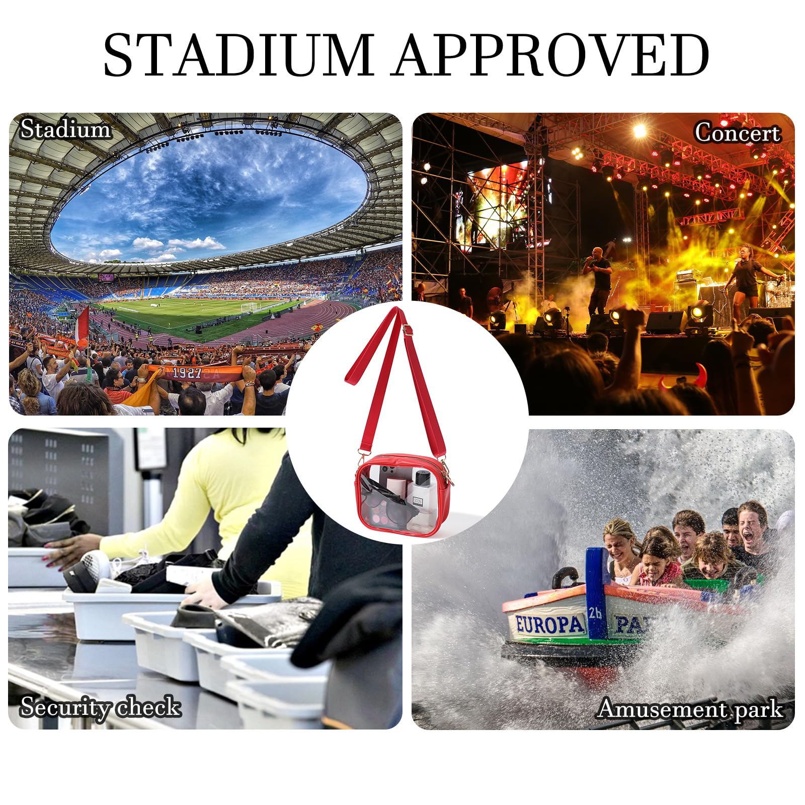 TOBVZOO Clear Bag Stadium Approved, Crossbody Transparent Bag for Concerts Sports Events, Purses for Men & Women