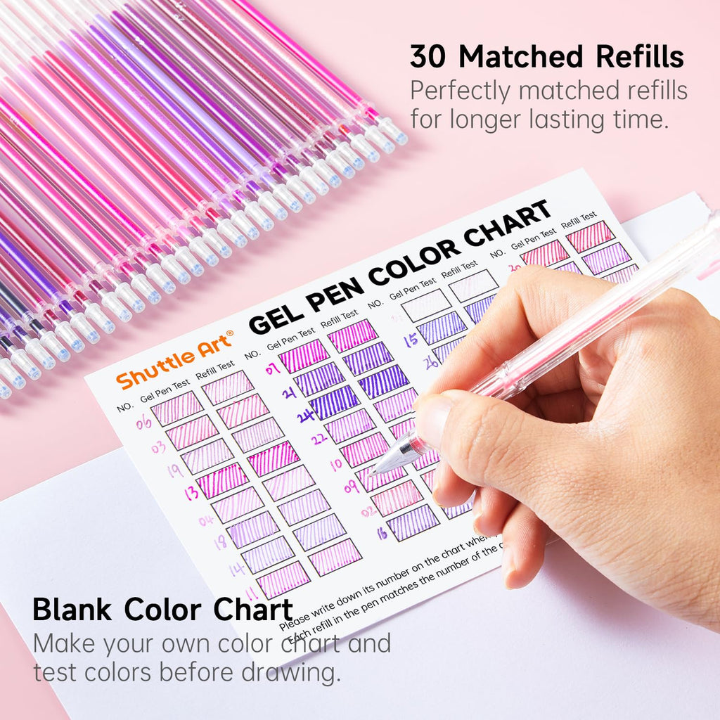 Shuttle Art Pastel Gel Pens, 24 Pastel Milky Colors Gel Pen for Black Paper, Adults Coloring Books Drawing Doodling Crafts Scrapbooking Journaling