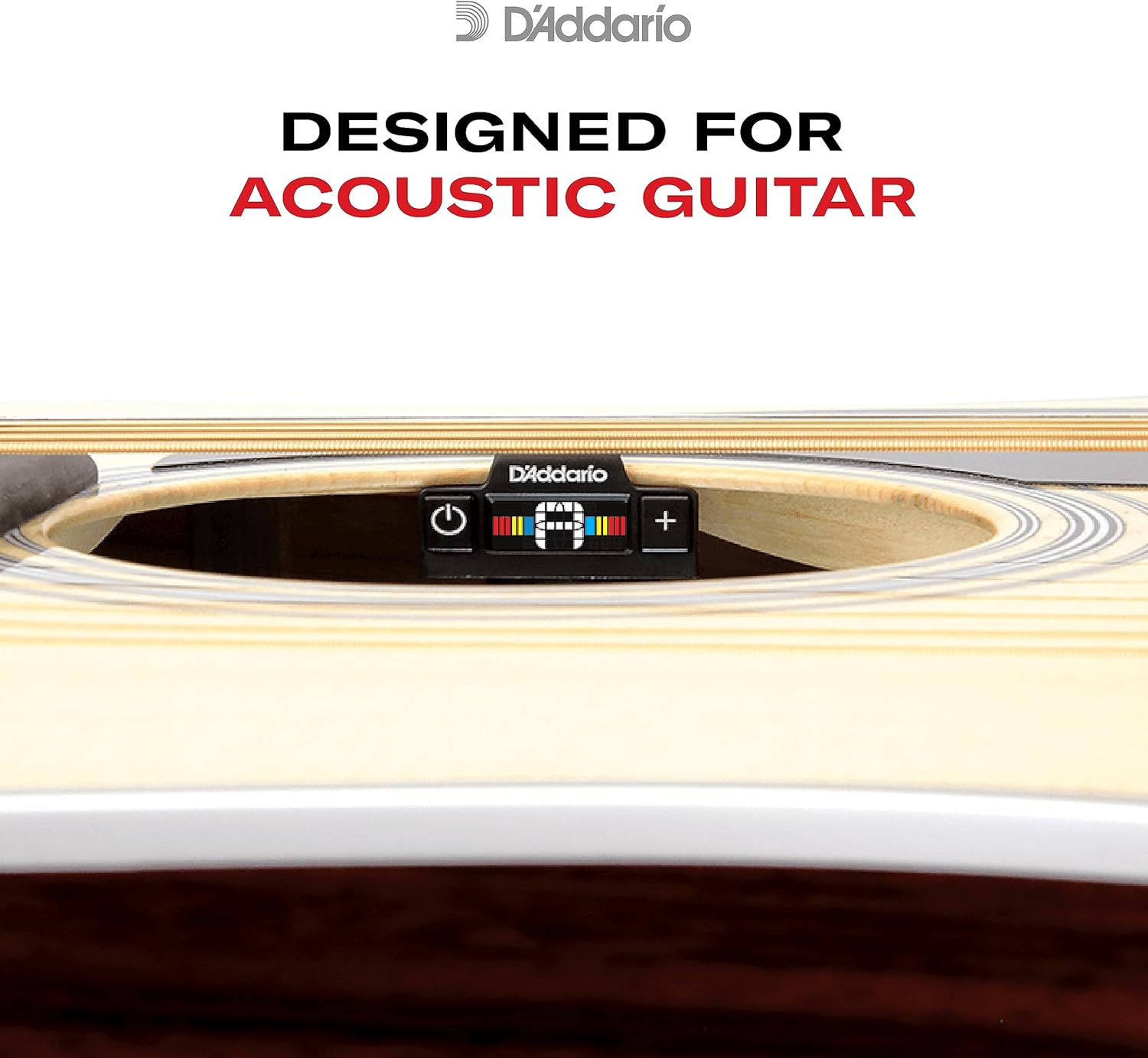 D'Addario Guitar Tuner - NS Micro Soundhole Tuner - Fits in Guitar Sound Hole - For Acoustic Guitars, Ukuleles - Non Marring Sound Hole Clip - Quick & Accurate Tuning