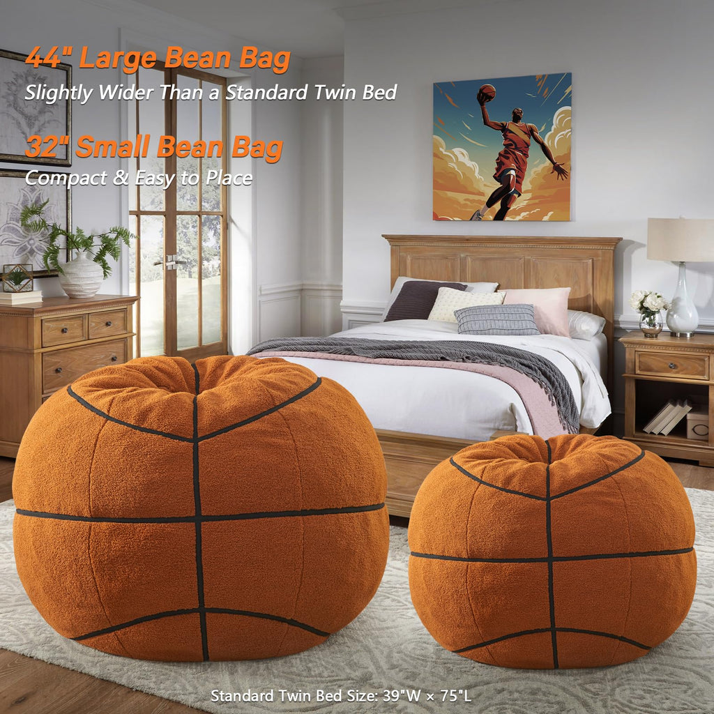 Sports Baseball Bean Bag Chair - Luxurious Bean Bag Chairs for Kids Teens Adults - Floor Sofa Couch with Filler - Plush BeanBag Furniture for Living Room Bedroom College Dorm - 32 Inch