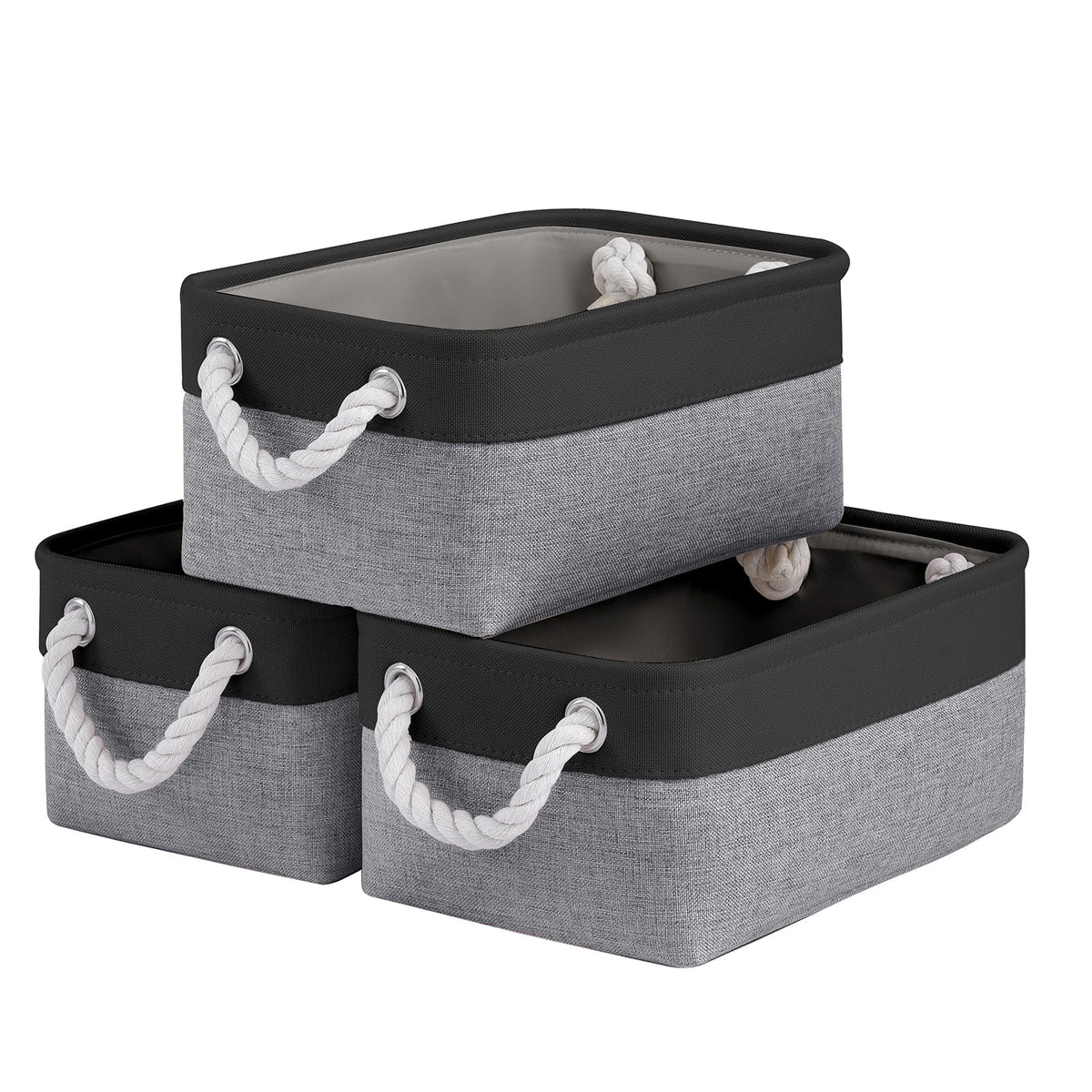 Storage Baskets for Shelves 11.8x7.9x5.2 Inch, Foldable Fabric Storage Bins with Handles, Small Storage Baskets for Organizing Closet, Office, Home Organization (1-Pack, Gray)