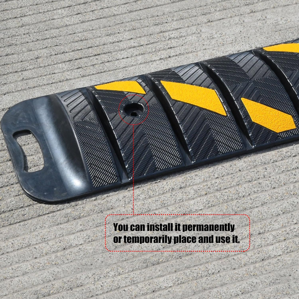 72" x 10" x 2" inch Portable Speed Bump Hump, 6' Feet Durable Collapsible Road Safety Bumps, Vehicles Hump Bumps for Asphalt Concrete Gravel Garage Driveway Roads Parking (72" Curlable Bump)