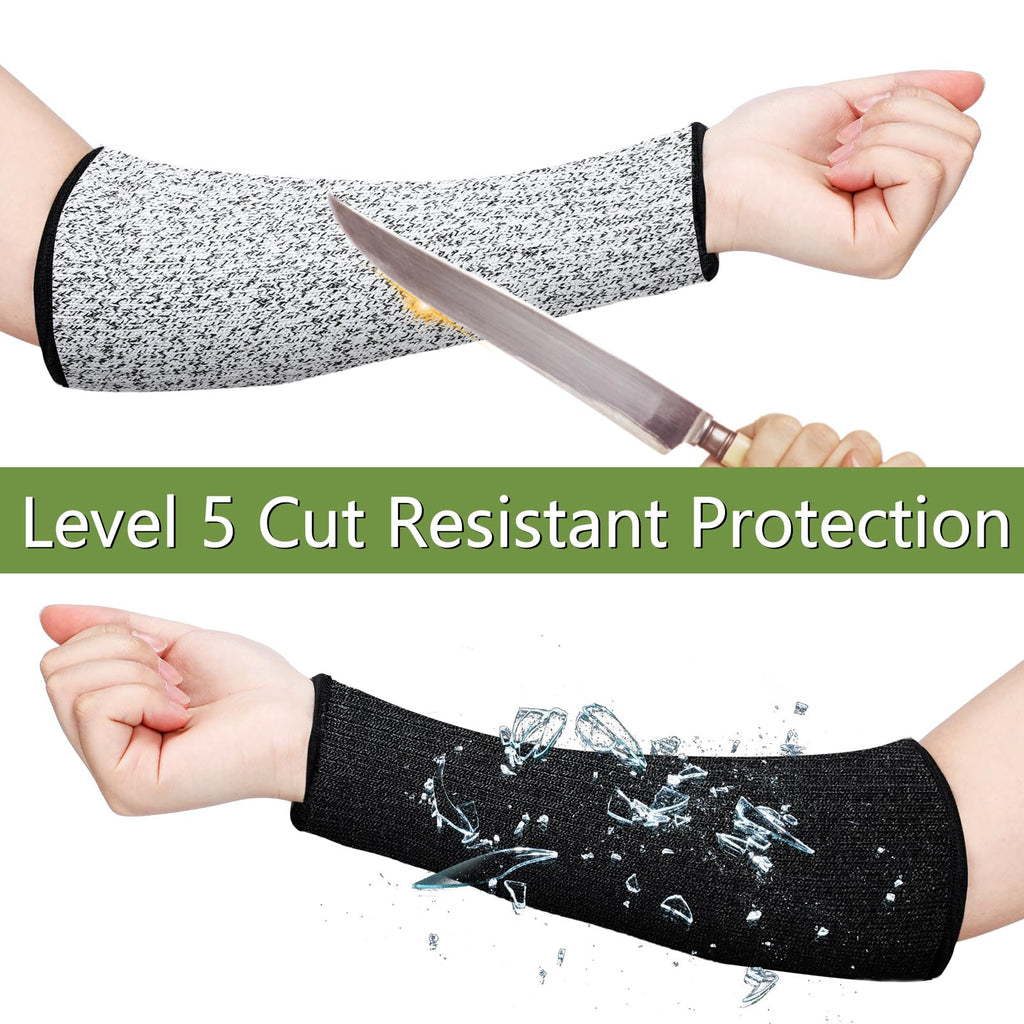 Sintege 3 Pairs Arm Protectors for Thin Skin and Bruising Cut Resistant Forearm Sleeve Level 5 Arm Burn Protection Sleeve (Black,7.9 Inch)