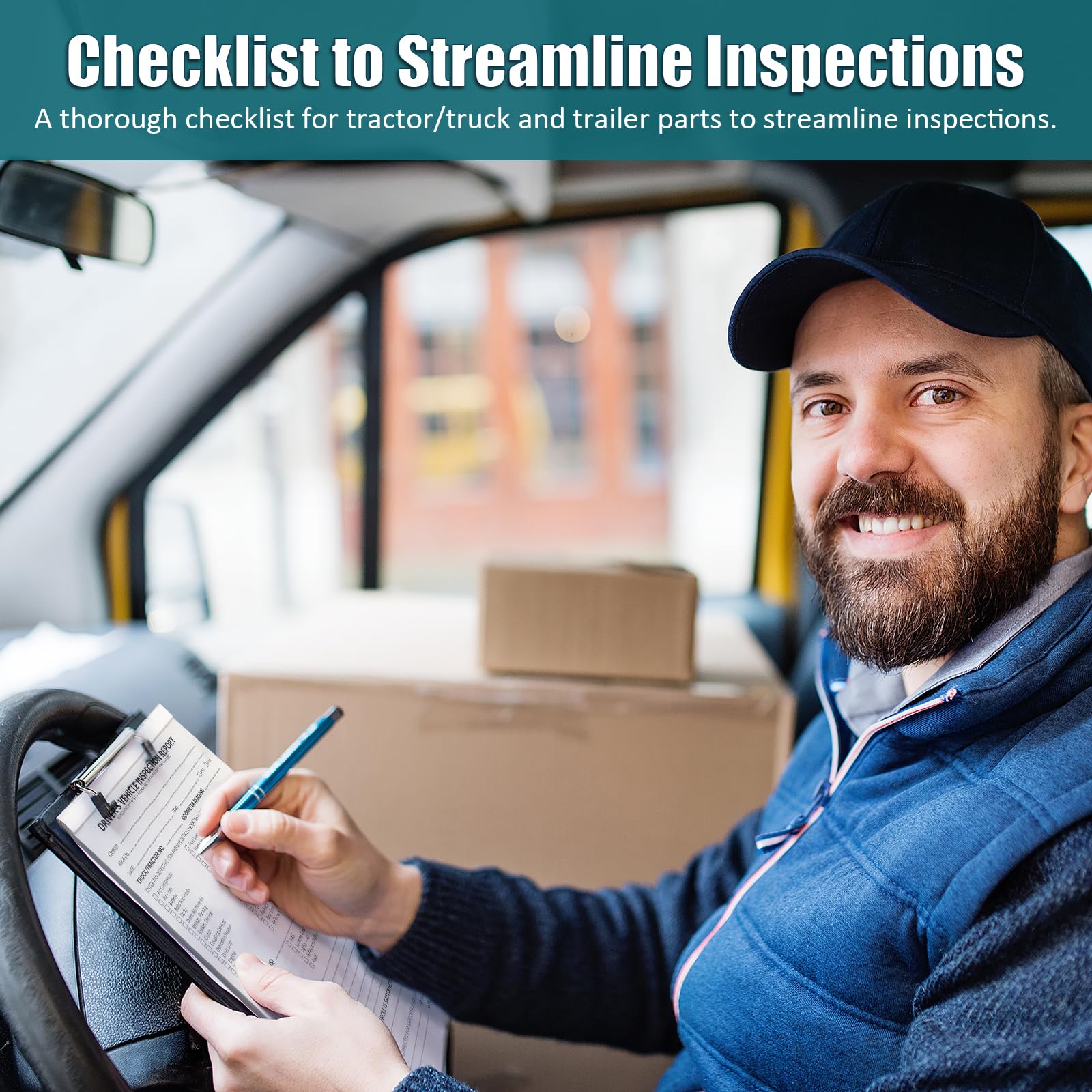 Detailed Driver's Vehicle Inspection Report, Daily Pre Trip Inspection Book for Trucker, 2-Ply Carbonless, 35 Sets of Forms per DVIR Log Book for Truck Drivers, 8.5" x 5.5", 1 Pack