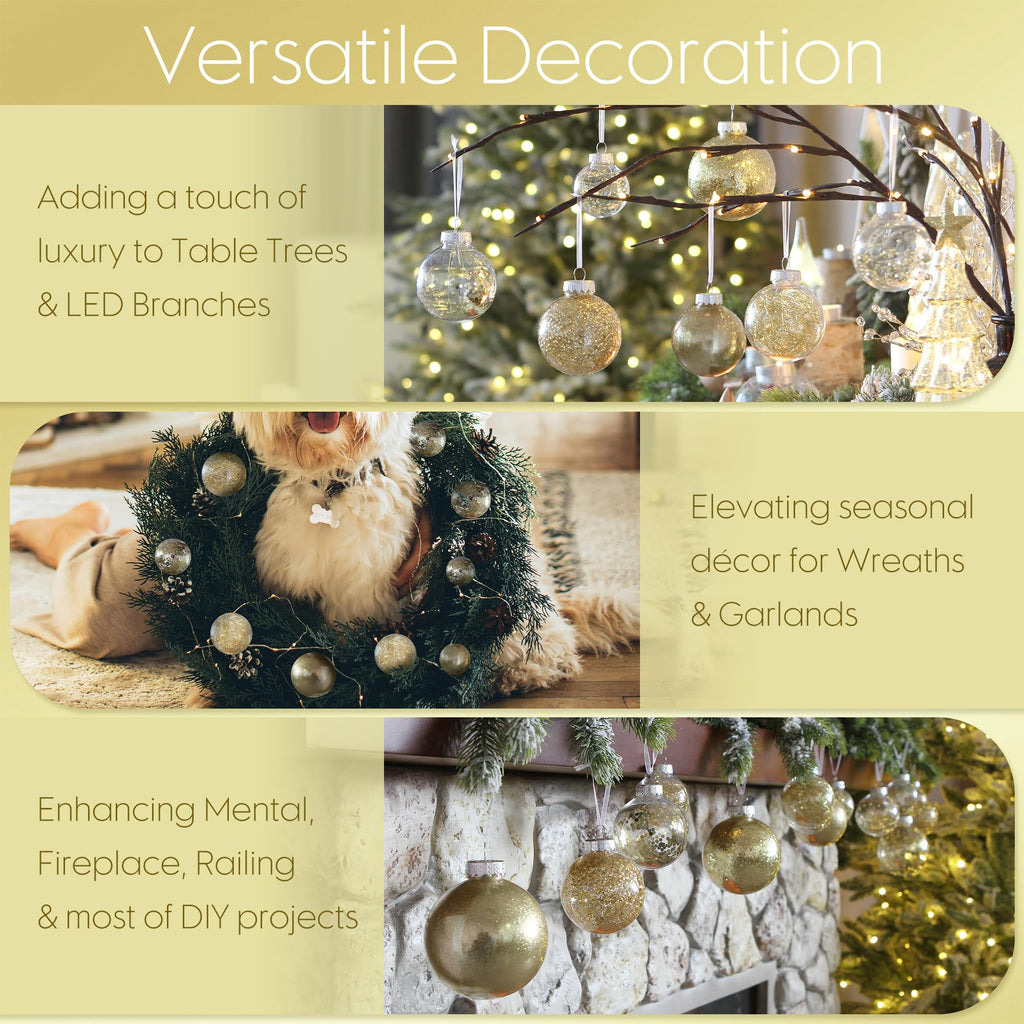 Sea Team Shatterproof Clear Plastic Christmas Ball Ornaments Decorative Xmas Balls Baubles Set with Stuffed Delicate Decorations (80mm/3.15 inch 20-Pack, Babyblue)