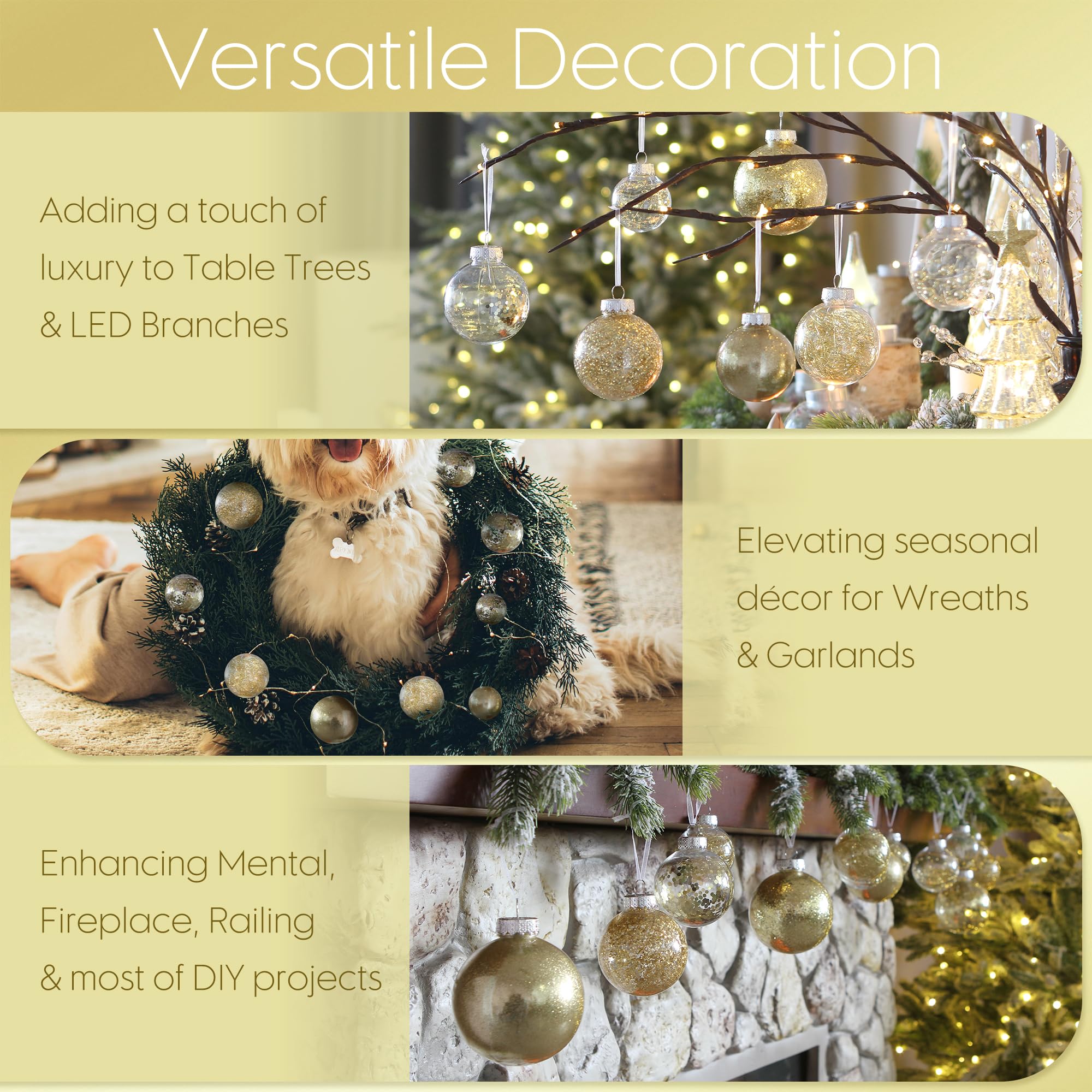 Sea Team Shatterproof Clear Plastic Christmas Ball Ornaments Decorative Xmas Balls Baubles Set with Stuffed Delicate Decorations (80mm/3.15 inch 20-Pack, Babyblue)
