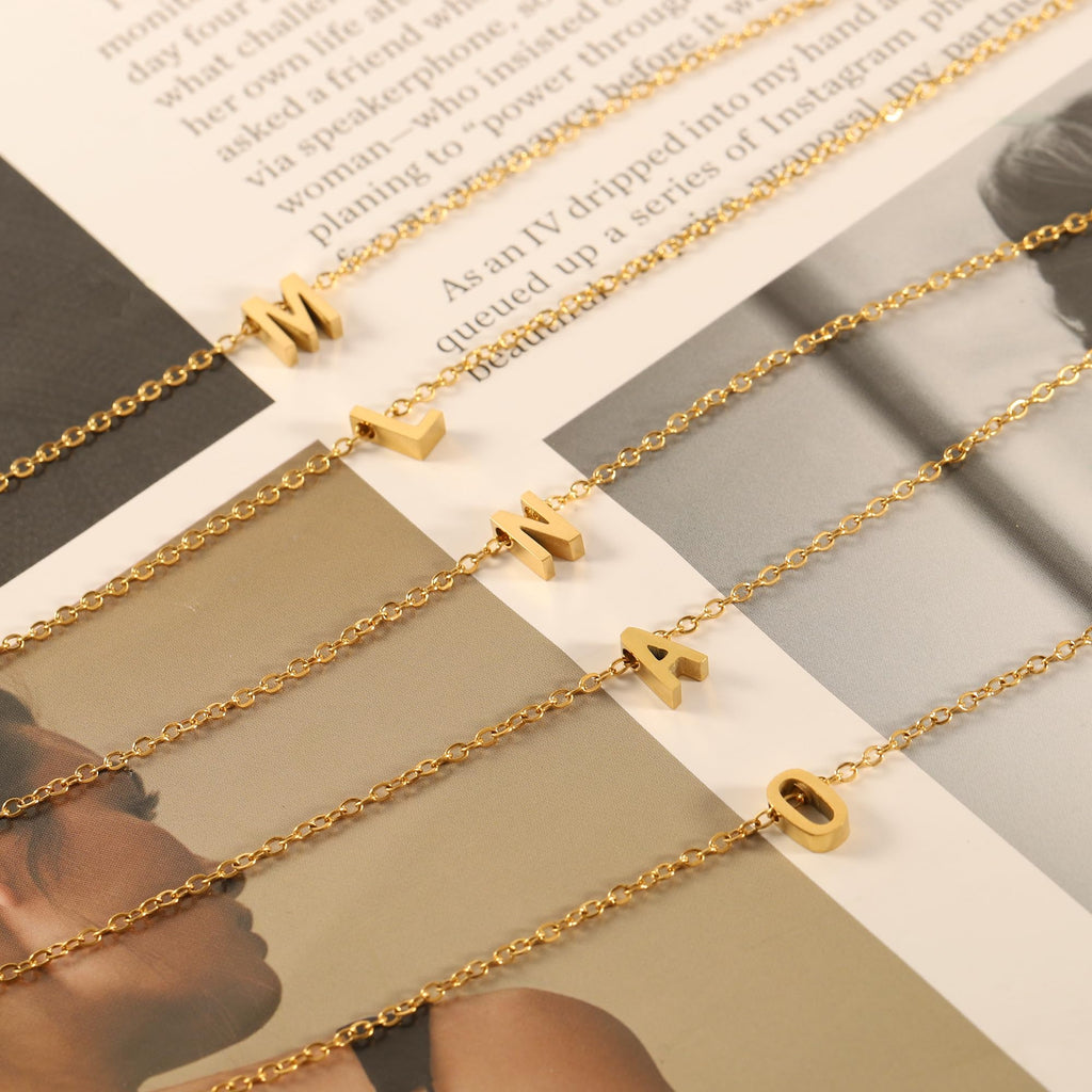 Initial Necklace for Women Girls Kids - Dainty Initial Necklace Tiny A-Z Pendant Necklace Cute Letter Necklace