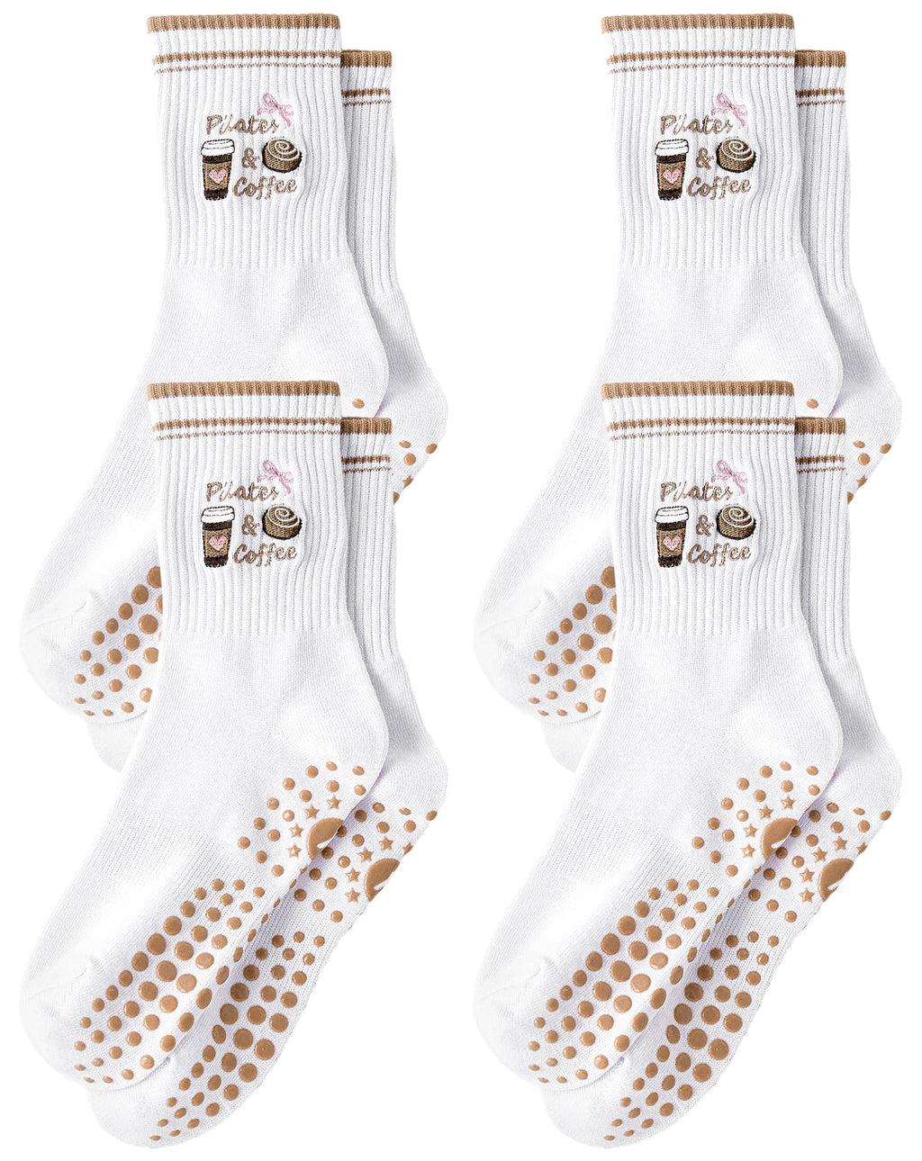 Yawlsow Pilates Grip Socks for Women Yoga Grippy Socks Cute Barre Non Skid Athletic Crew Sticky Sock Workout Hospital