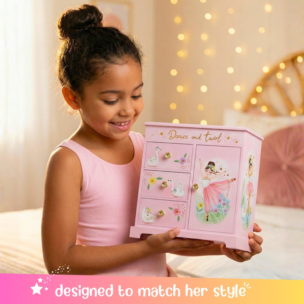 Giggle & Honey® Unicorn Musical Jewelry Box for Girls Unicorn Toys for Girls Age 4-6 Kids Jewelry Box with Drawers
