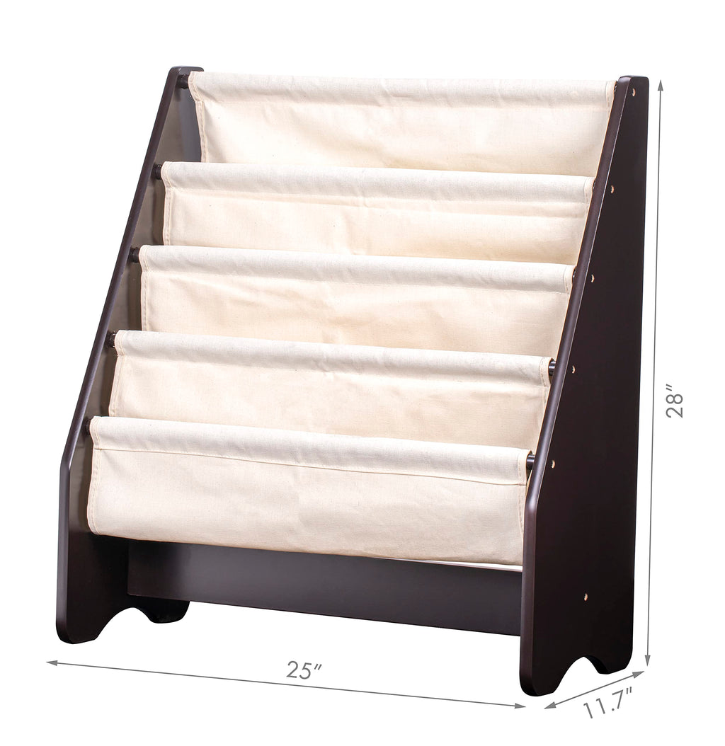 UTEX Kids Sling Bookshelf - Kids Magazine Rack with Organizer, Book Organizer (Espresso)